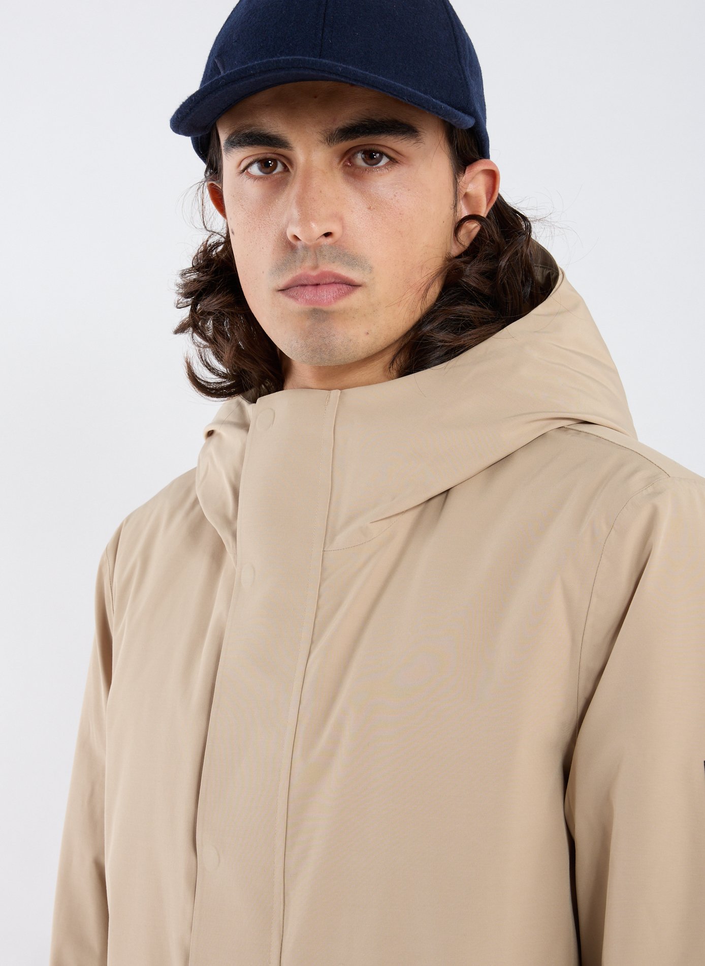 Mid-length straight parka with hood MTD AIGLE Brown