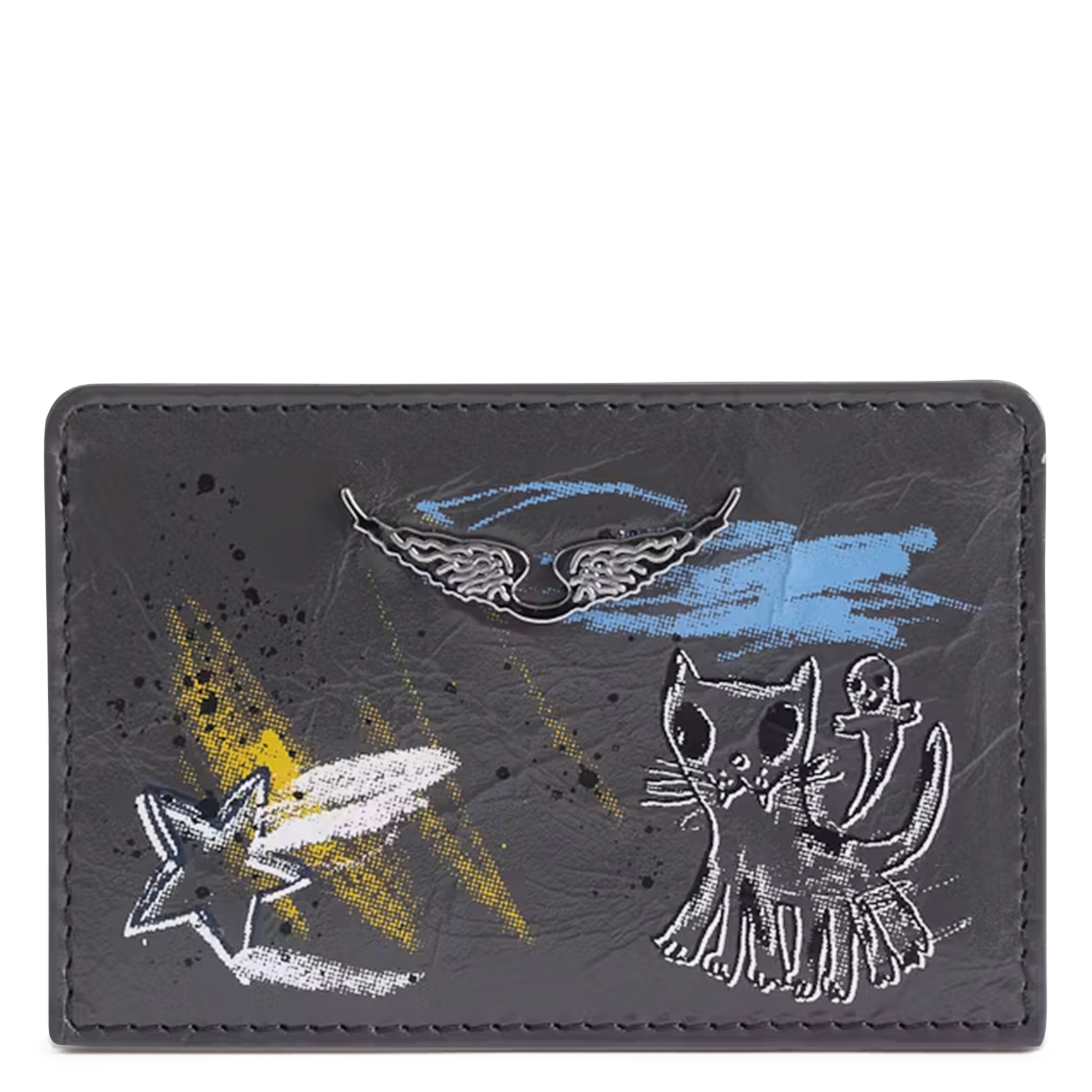 ZADIG&VOLTAIRE Porte-cartes en cuir imprimé zv pass Gris