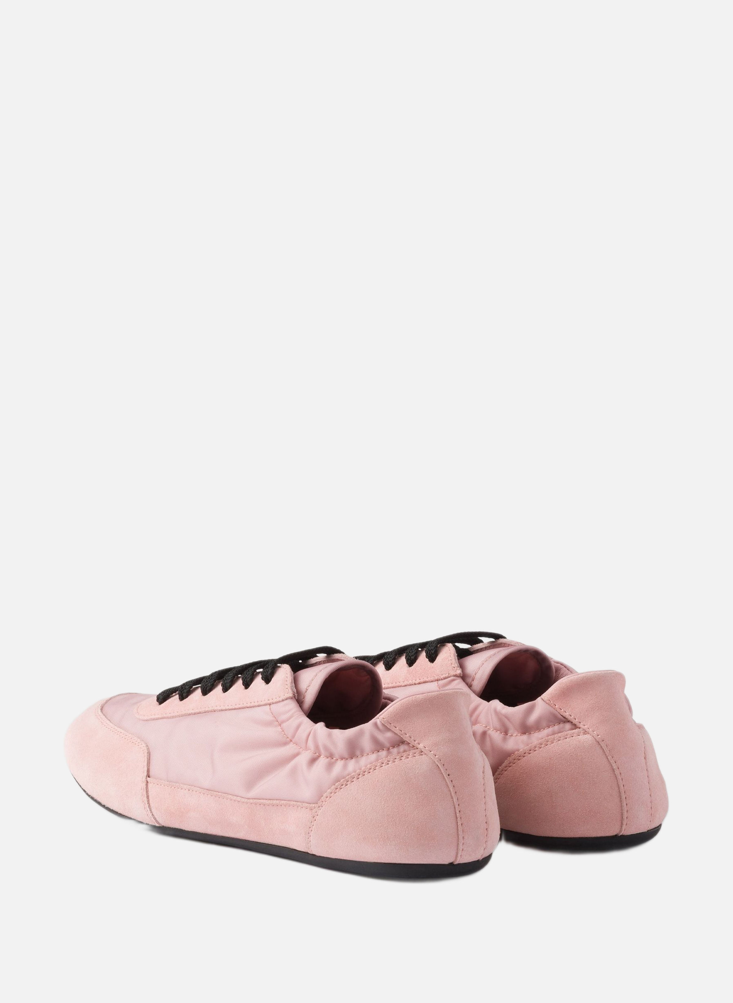 Sneakers collapse en re-nylon et veau velours PRADA Rose