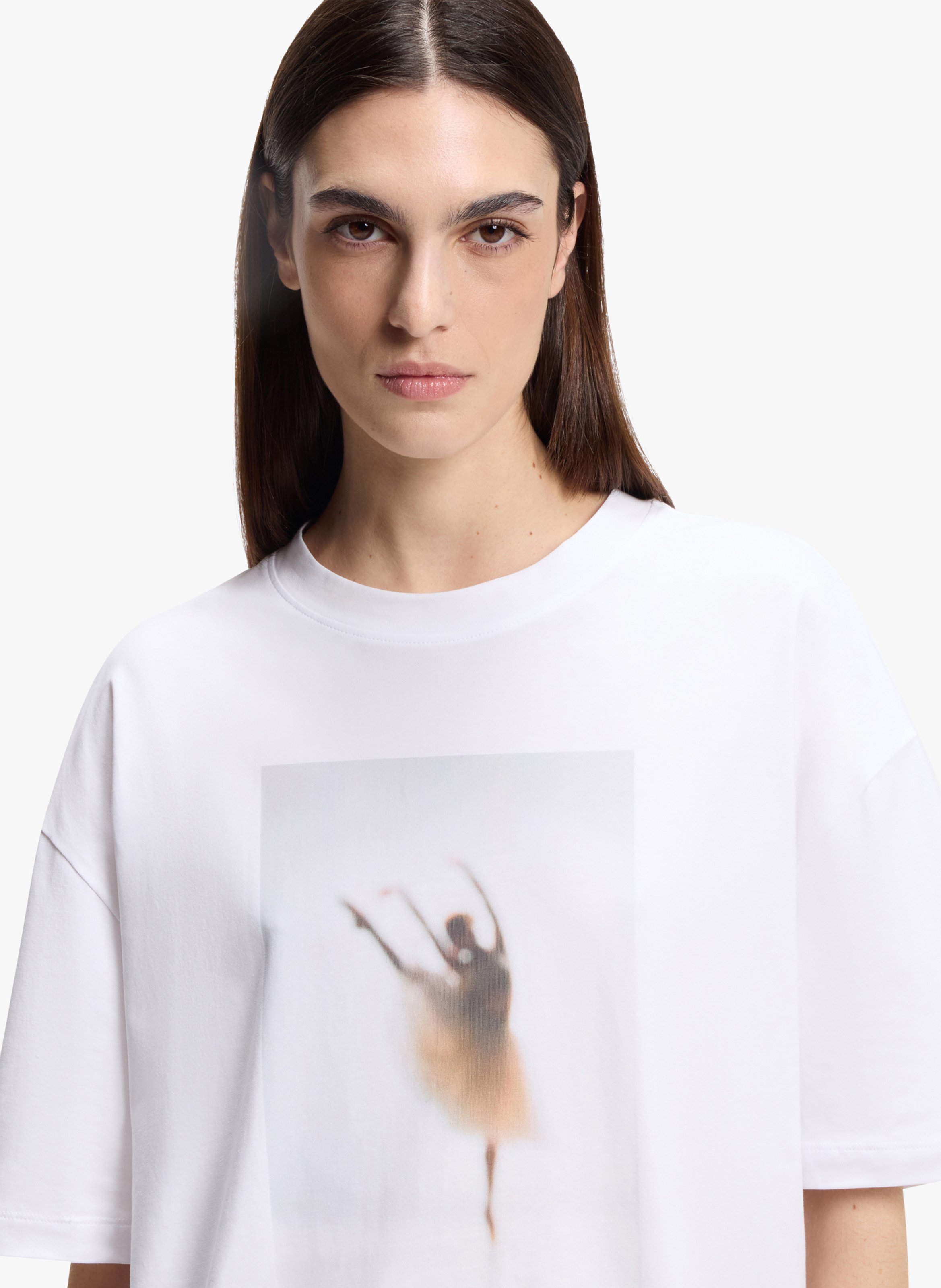 Tee-shirt col rond en coton mélangé BOSS Blanc