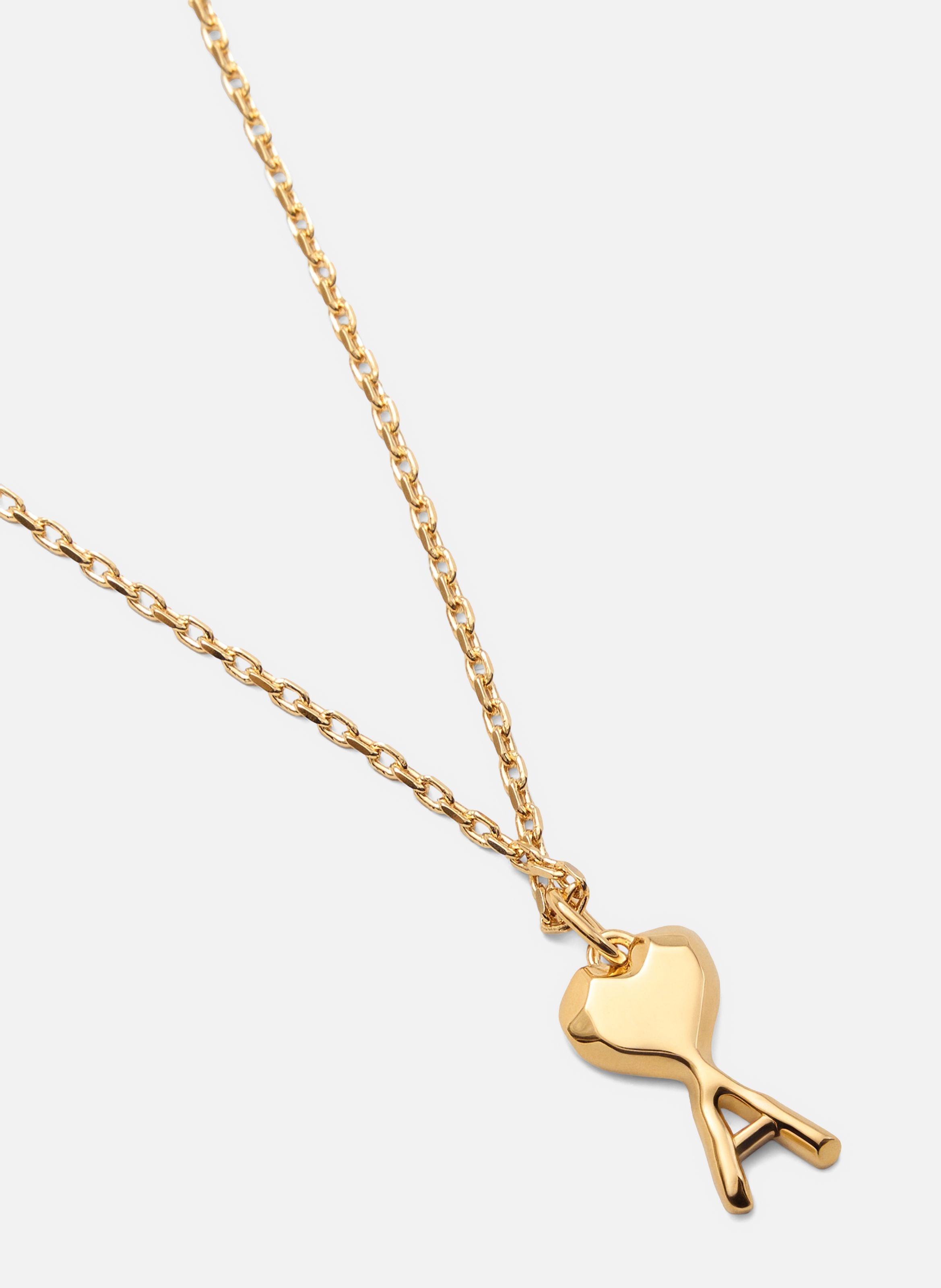 Collier martelé fin doré ami de coeur unisexe en laiton AMI PARIS Jaune