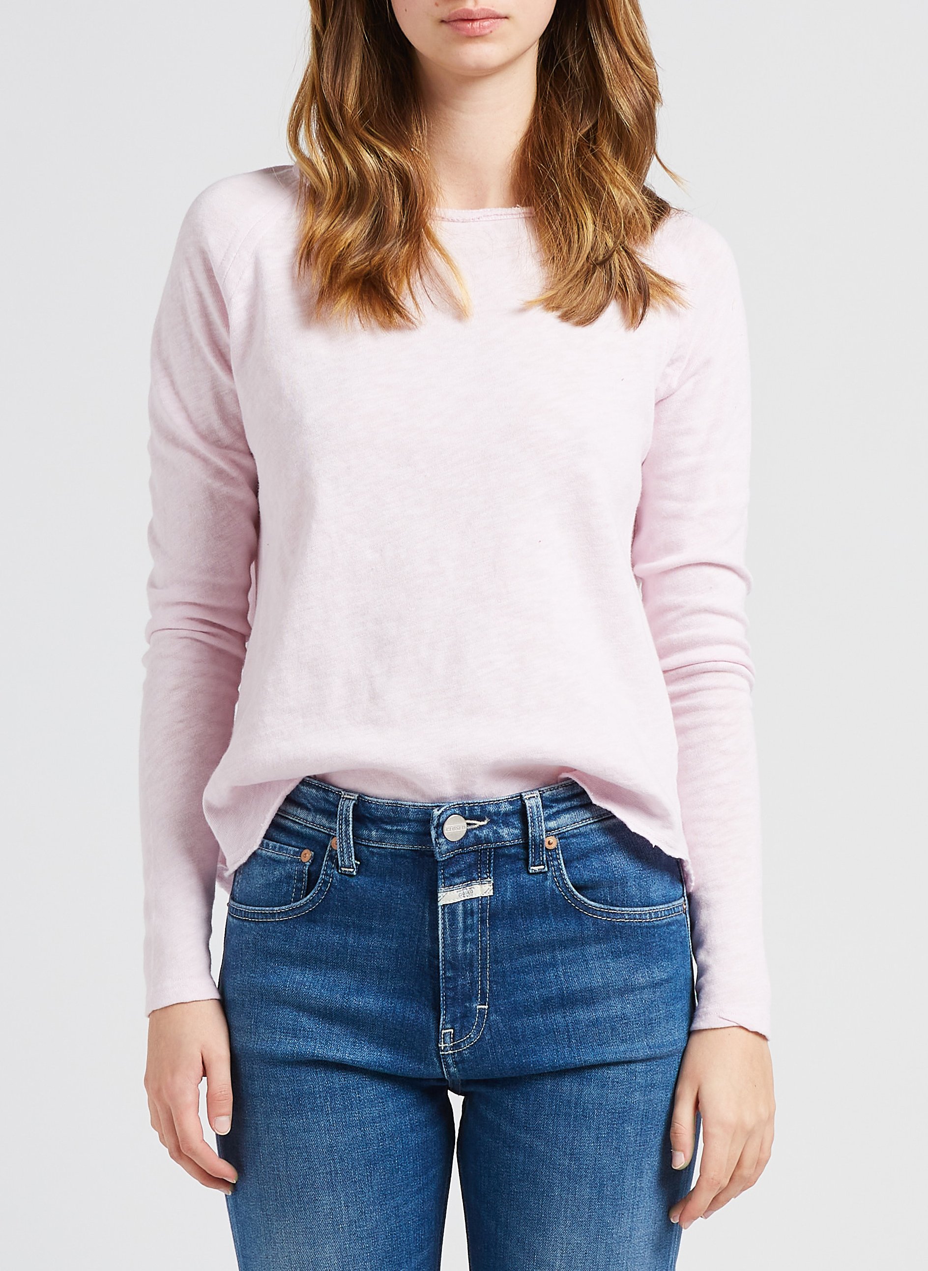 Tee-shirt col rond en coton sonoma  Guimauve vintage