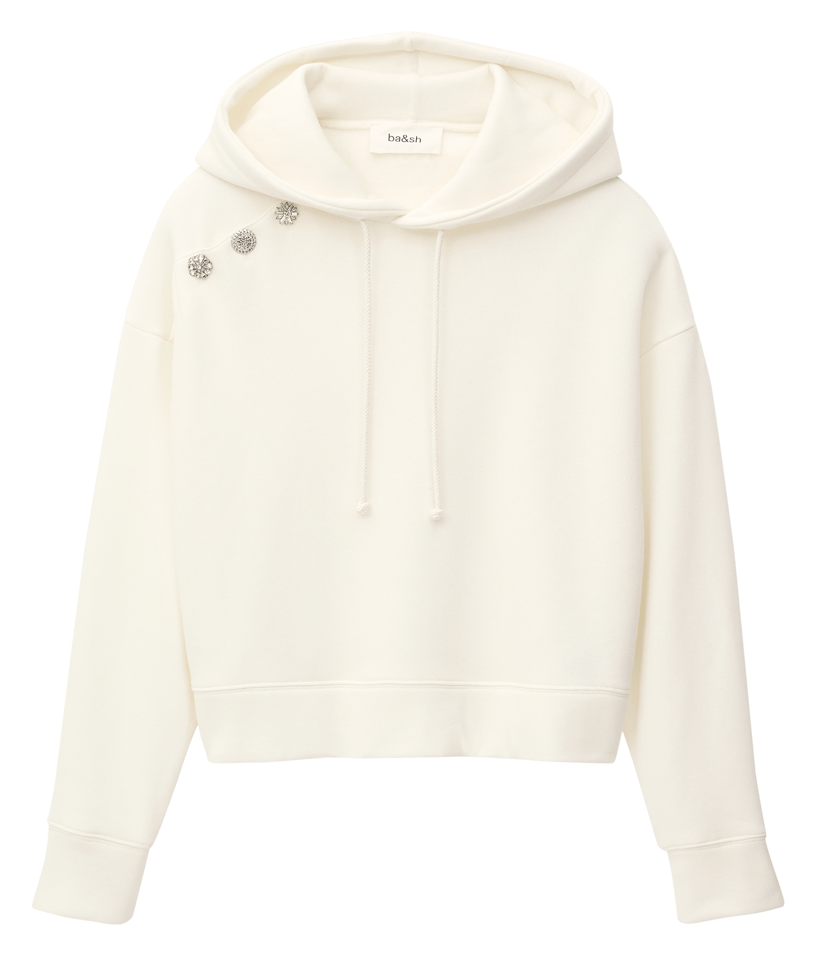 Sweat droit à capuche uni et boutons bijoux didi BA&SH Beige