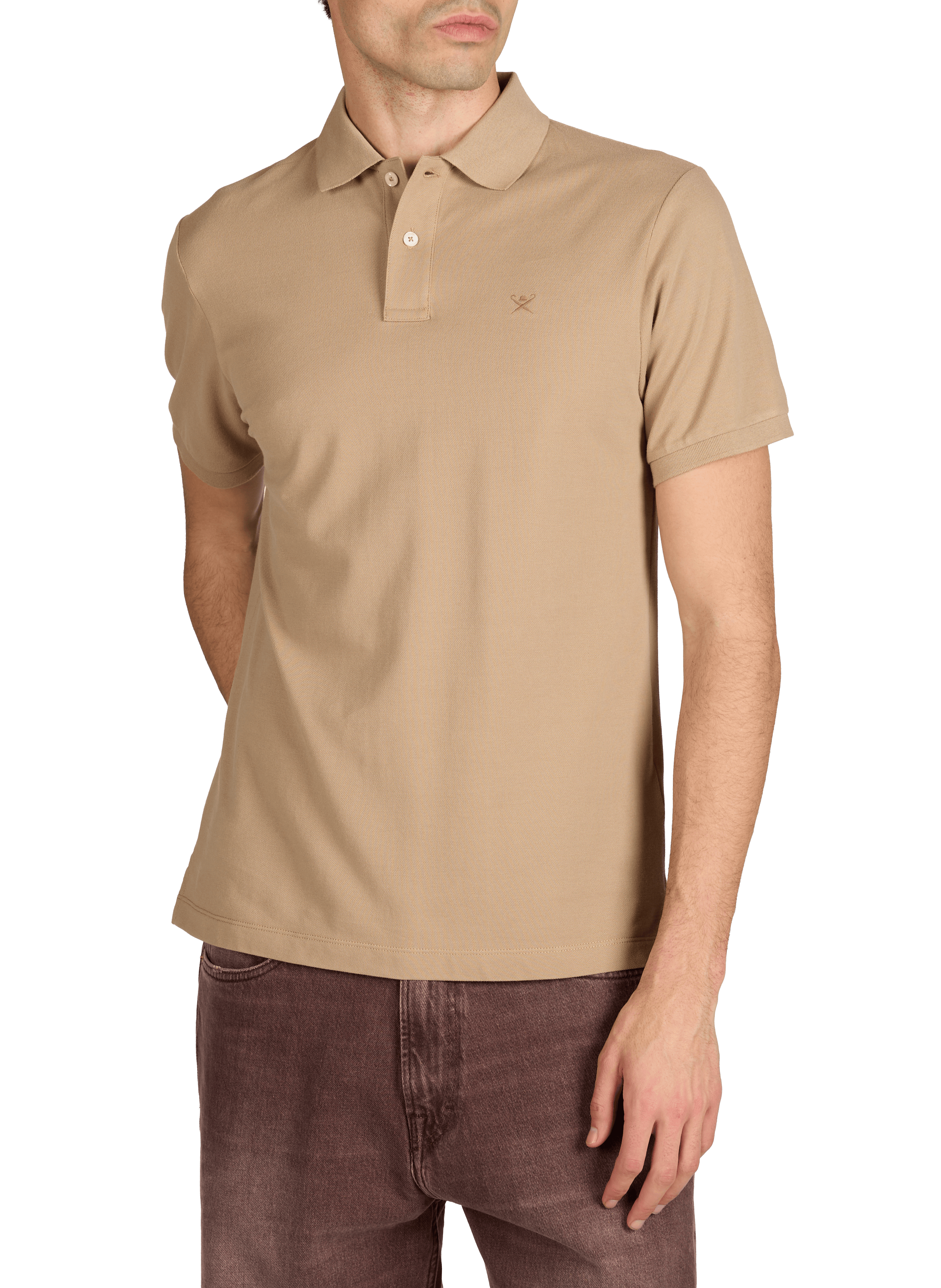 Polo à manches courtes en coton HACKETT Beige