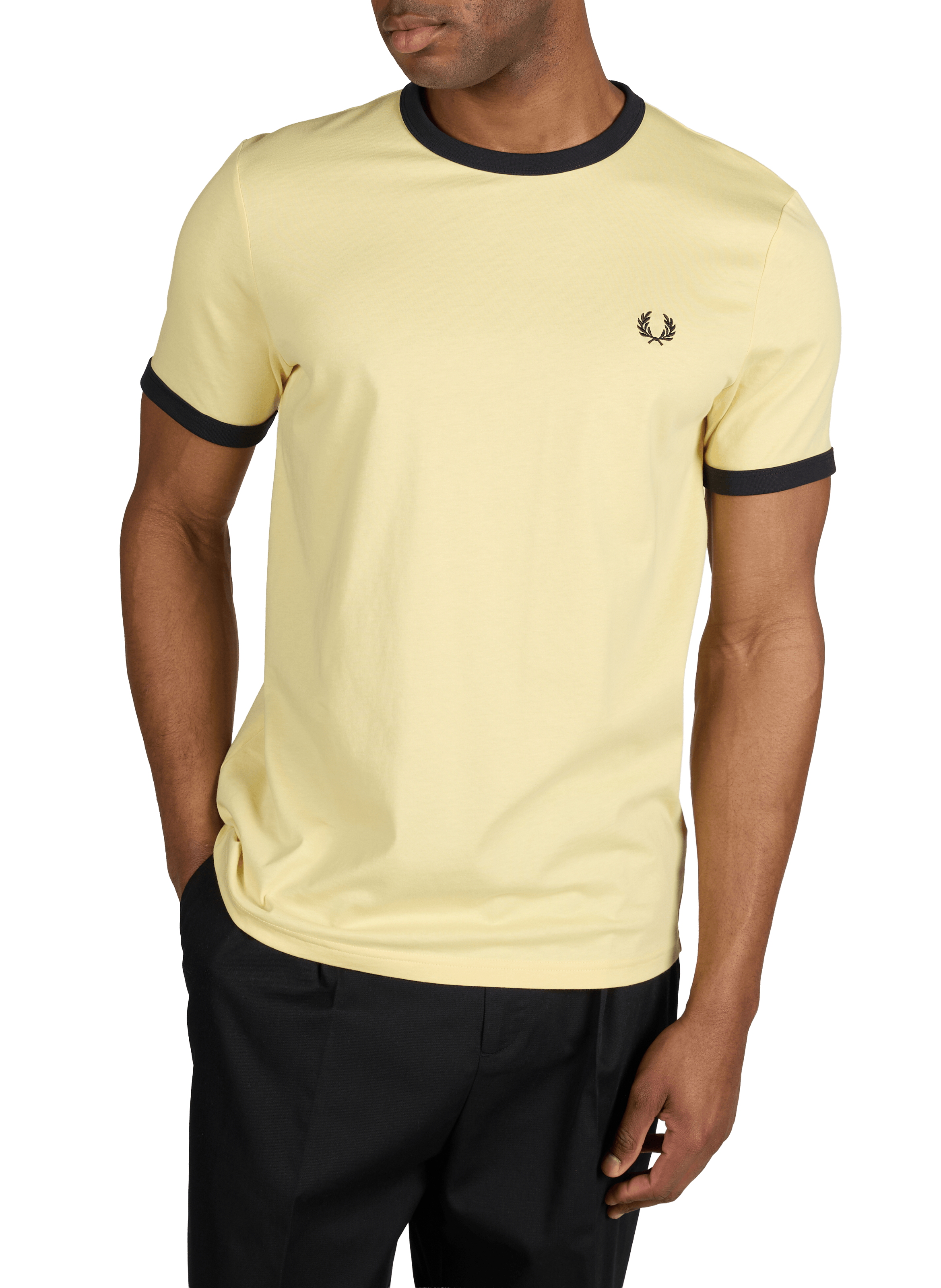 T-shirt à bordures contrastantes en coton FRED PERRY Jaune