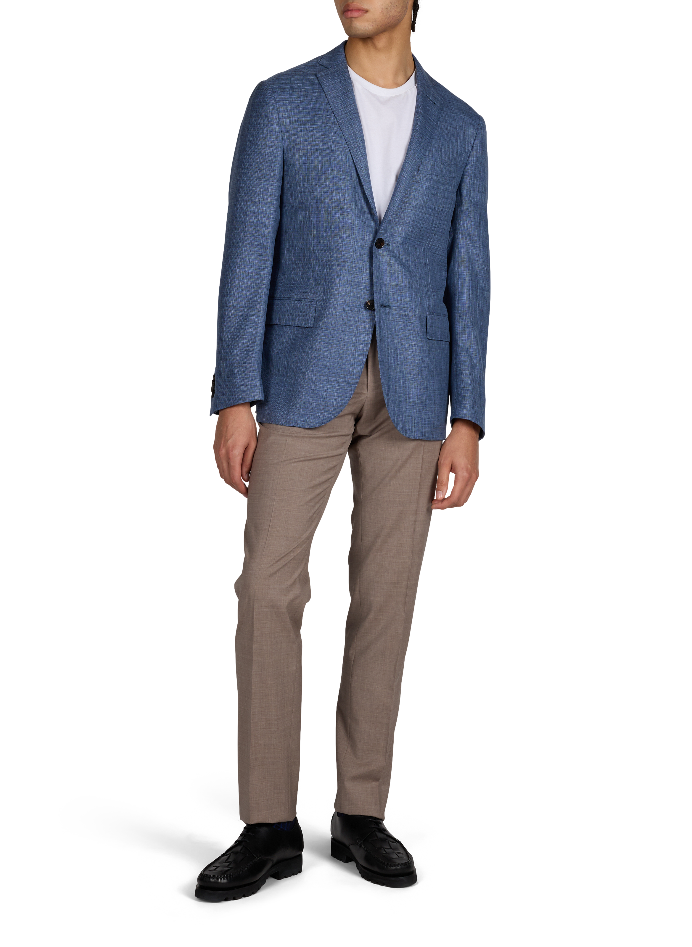 Pantalon regular en laine vierge mélangée CORNELIANI Beige