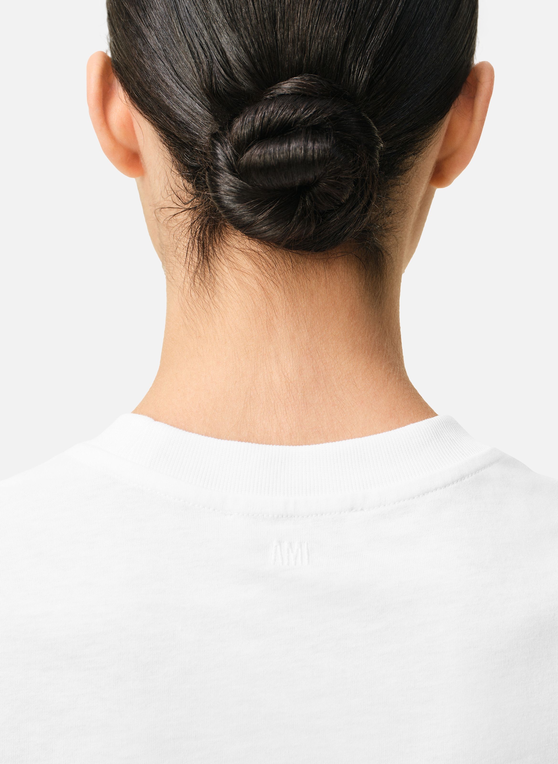 T-shirt Ami De Coeur Croppé En Coton AMI PARIS Blanc