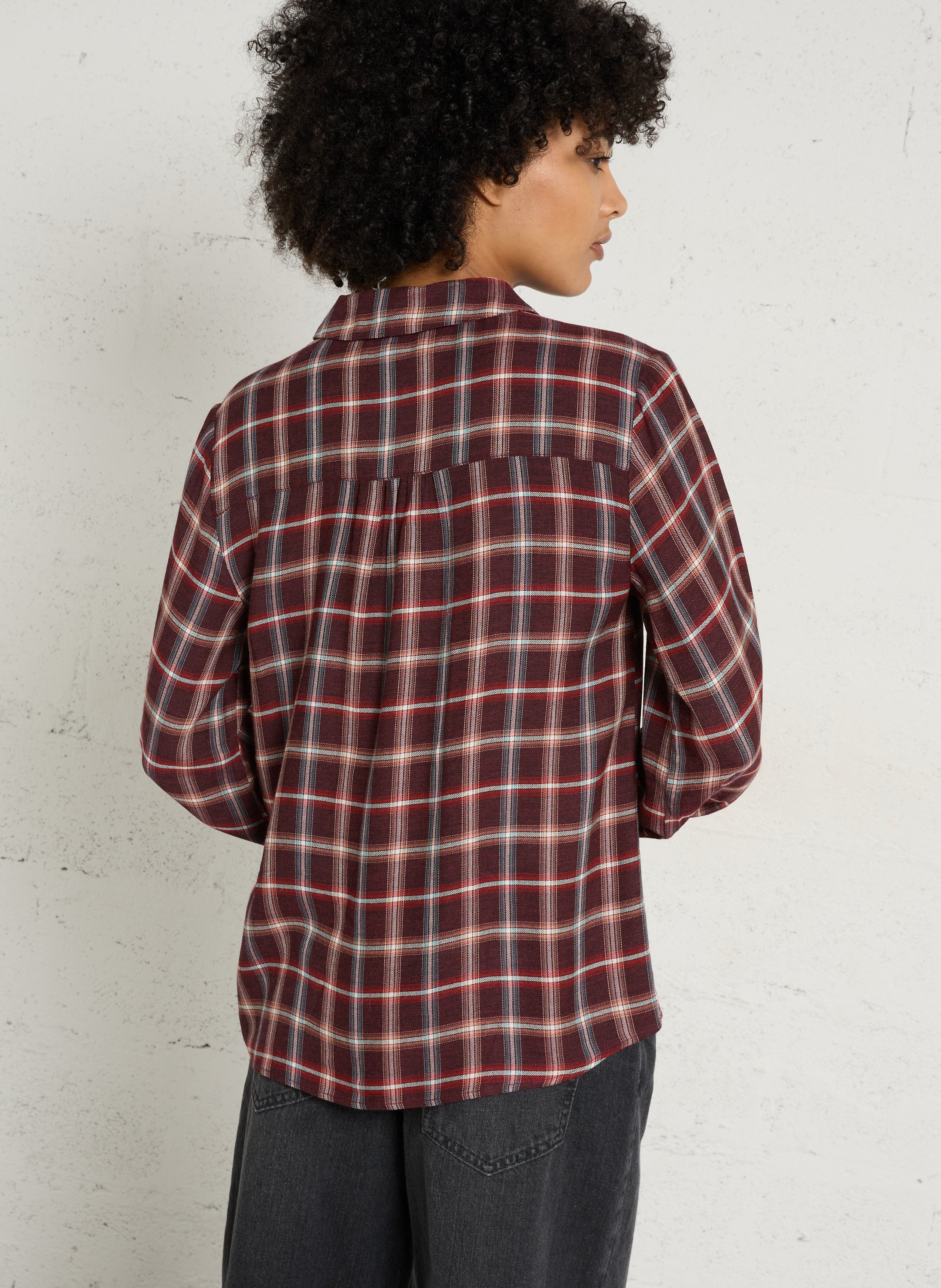 Blouse droite col classique à carreaux babylon MAISON 123 Rouge