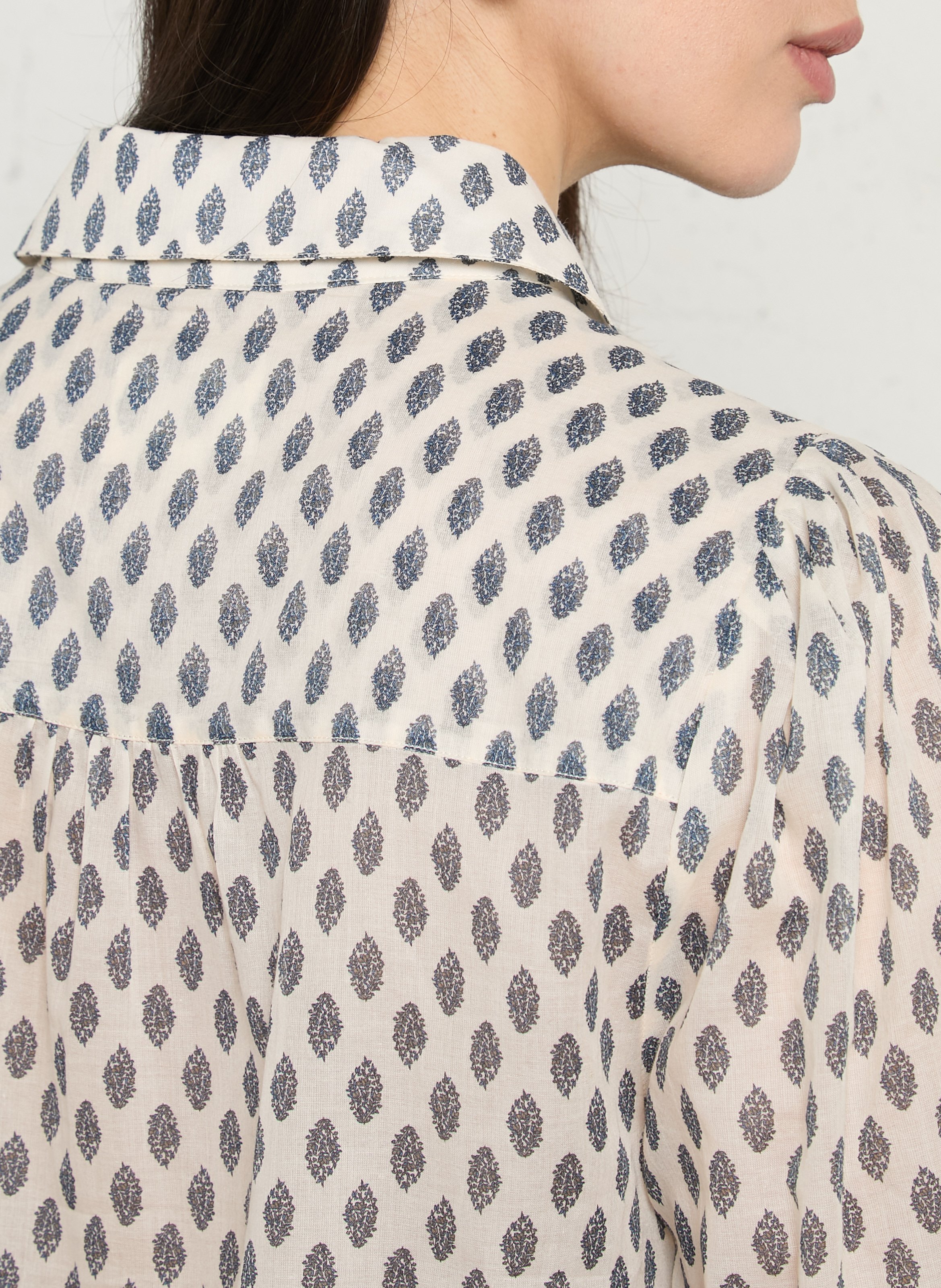 Chemise droite col classique imprimée en voile de coton dylan MAISON 123 Blanc