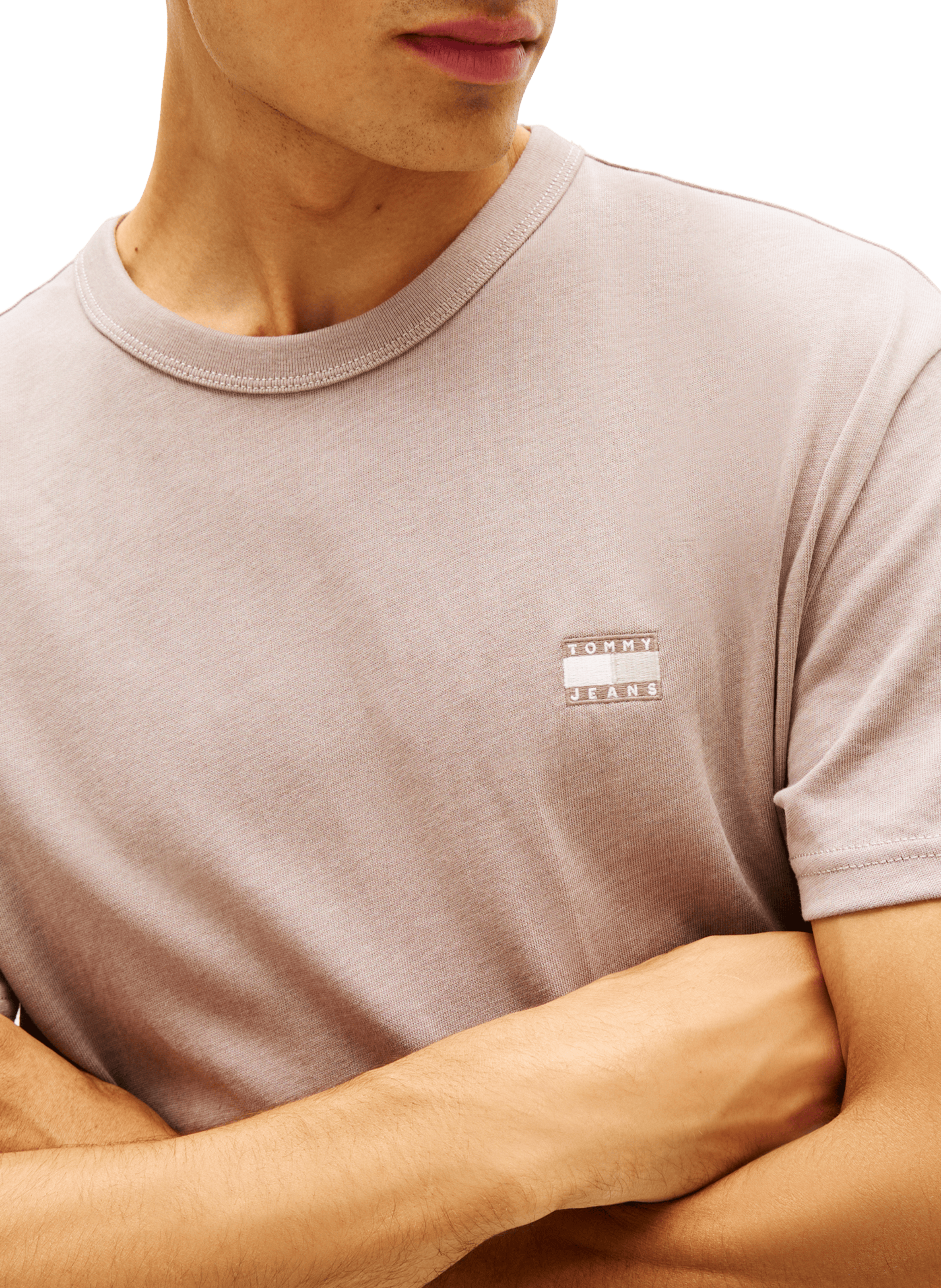 Round neck short sleeve t-shirt with embroidered logo TOMMY HILFIGER Grey