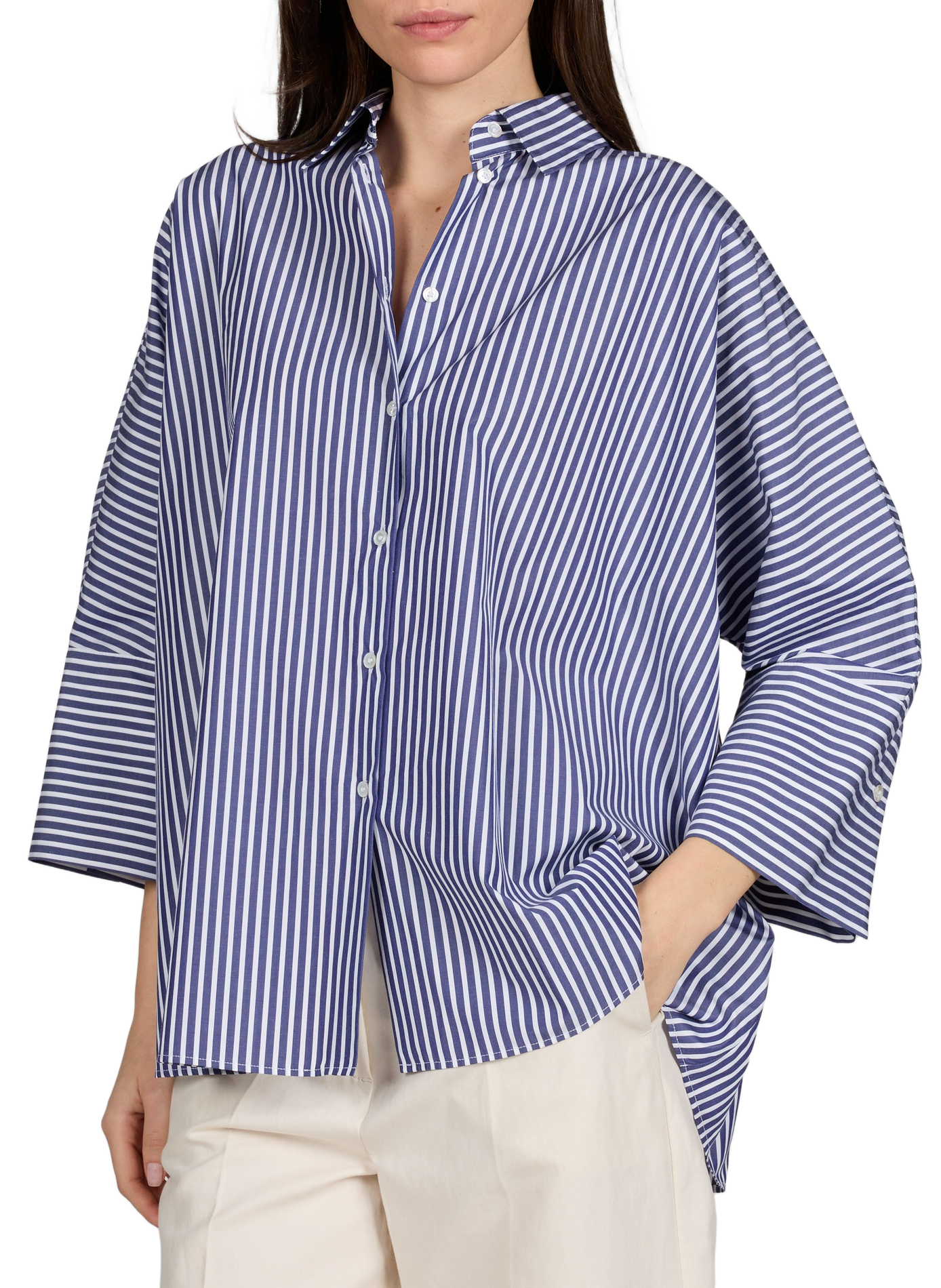 Chemise oversize à rayures en coton MAX MARA WEEK END Bleu