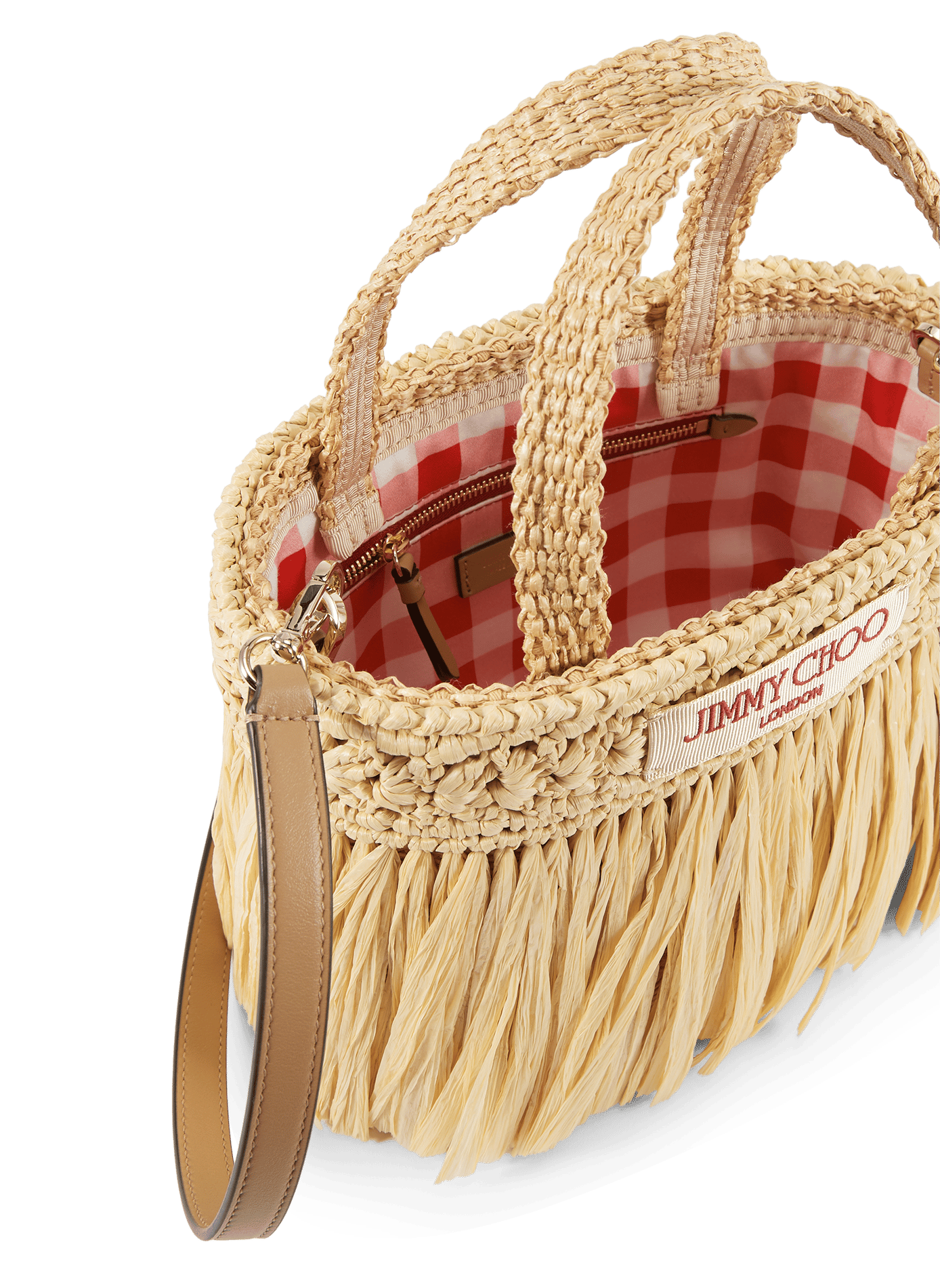 Sac Beach Tote Mini en rapphia JIMMY CHOO Doré