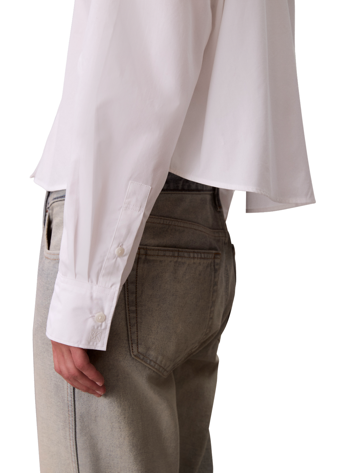 Chemise à coupe crop en coton CALVIN KLEIN Blanc