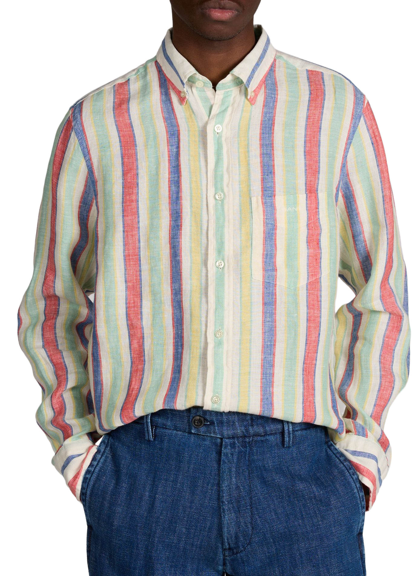 Chemise droite rayée en lin GANT Multicolore