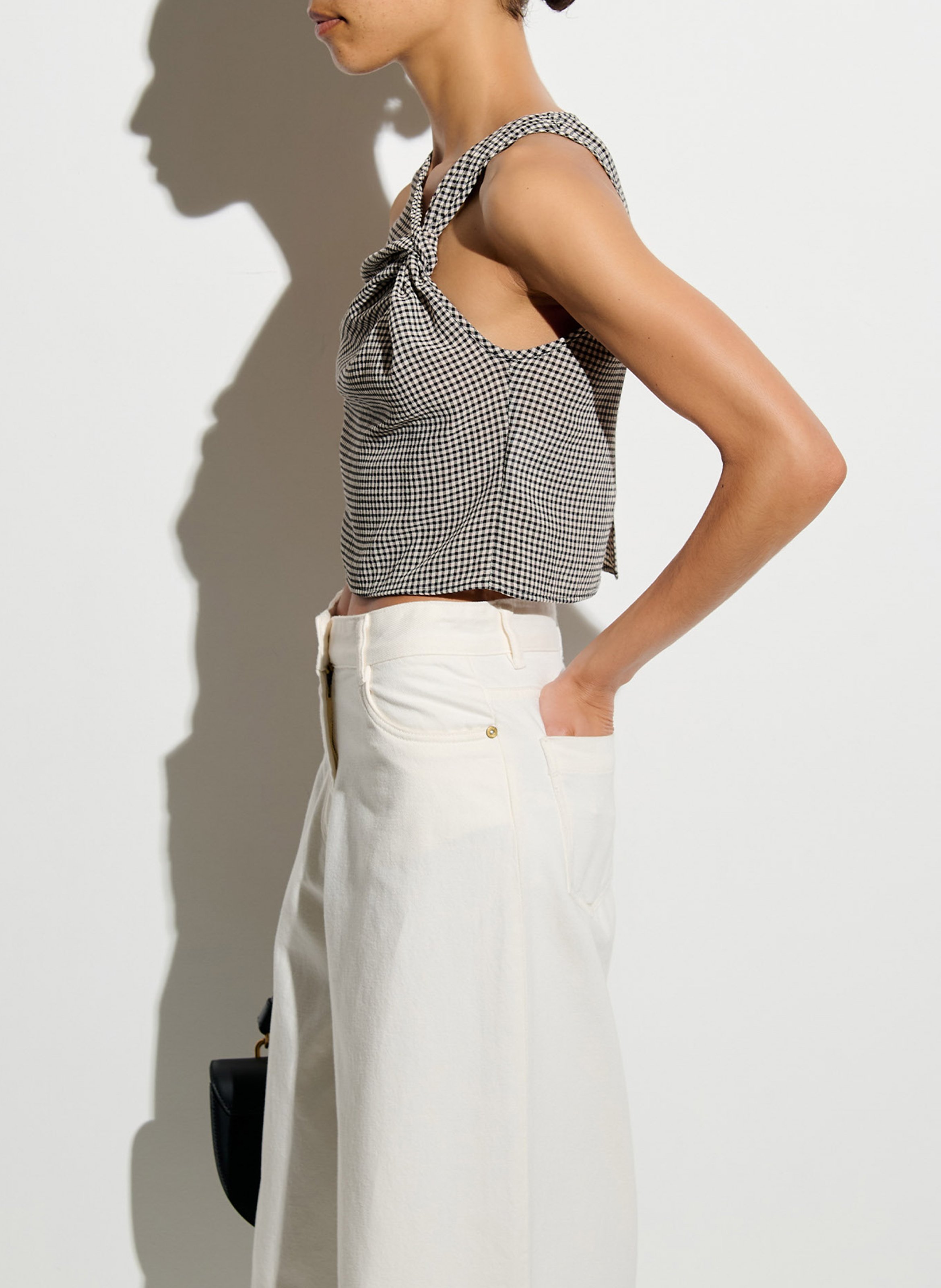 Top droit col asymétrique imprimé luma SESSUN Gris
