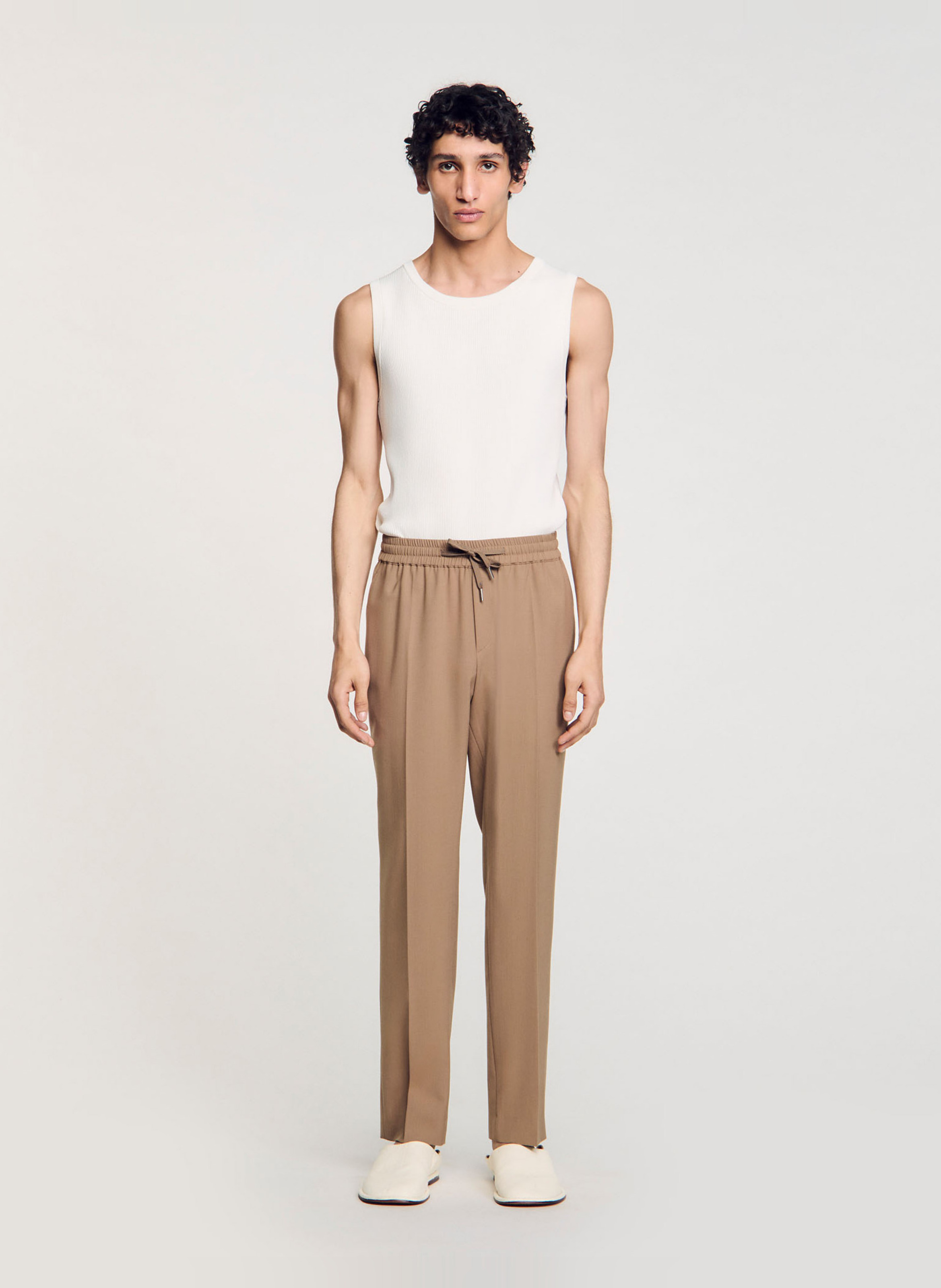 Pantalon droit élastiqué SANDRO Marron