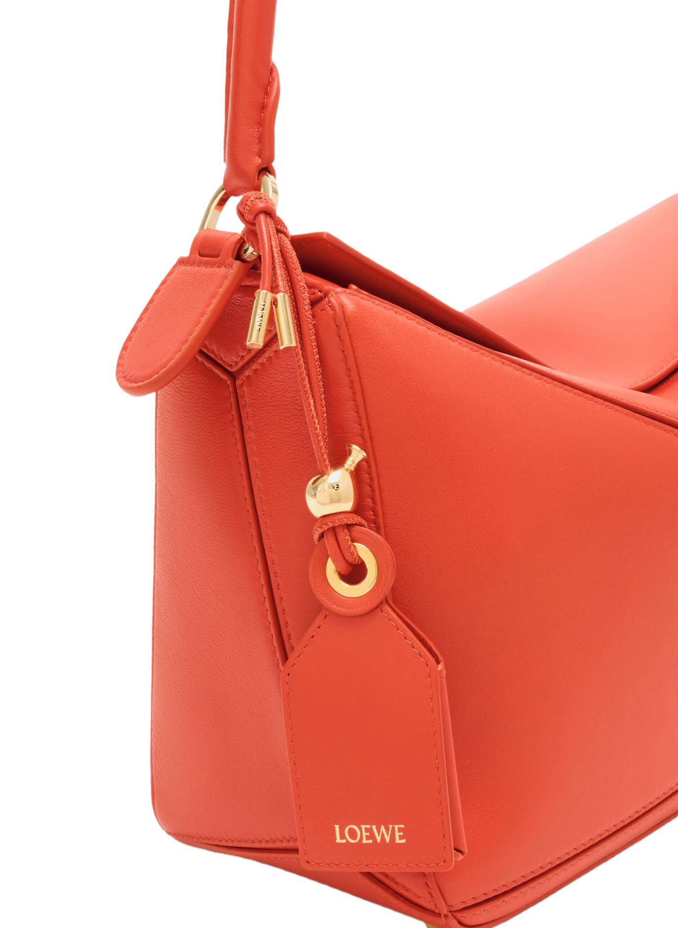 Medium Featherlight Puzzle Bag in Nappa Lambskin Leather LOEWE Orange