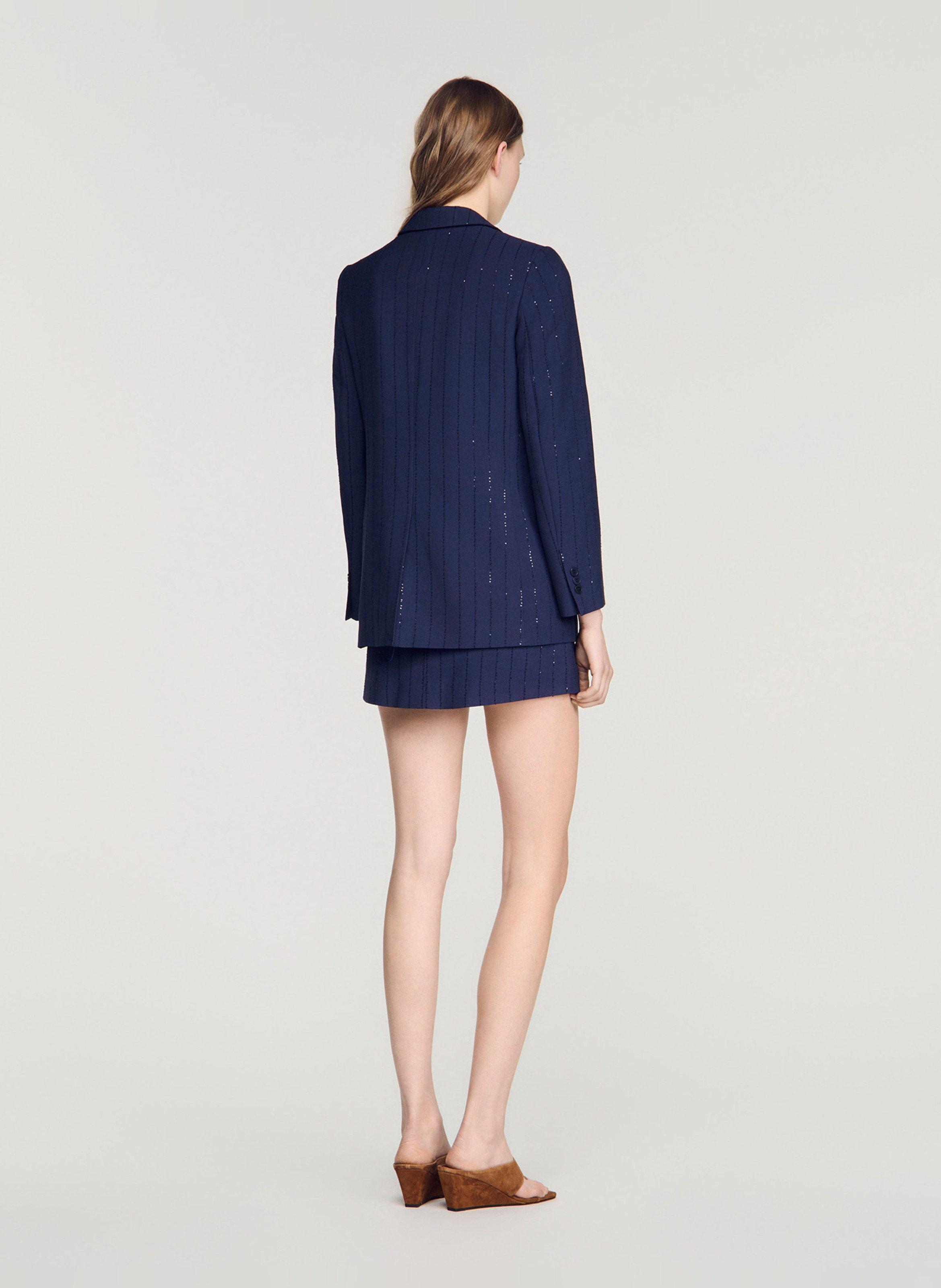 Veste tailleur droite SANDRO Bleu