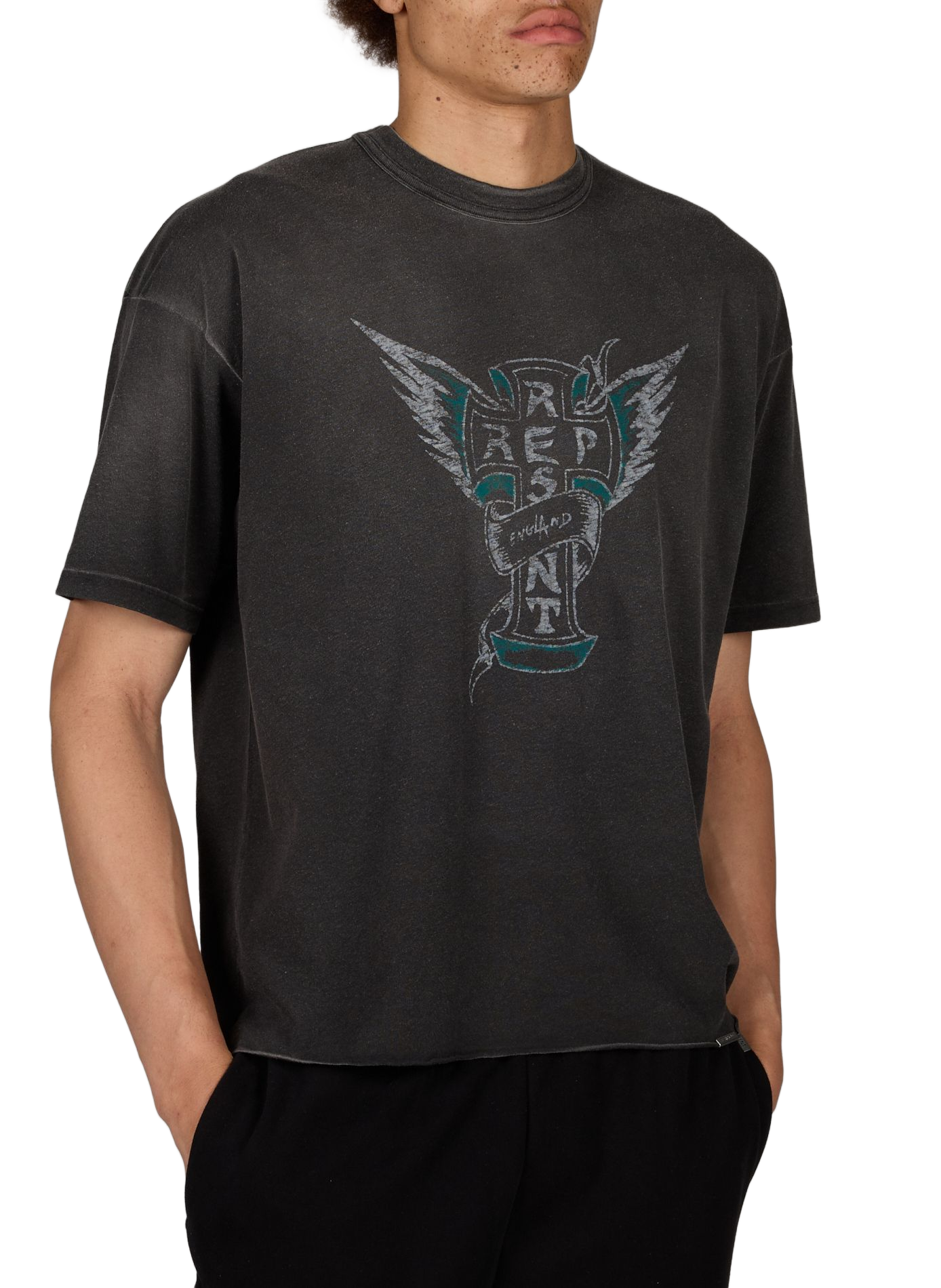 Cotton-blend round-neck T-shirt REPRESENT Black