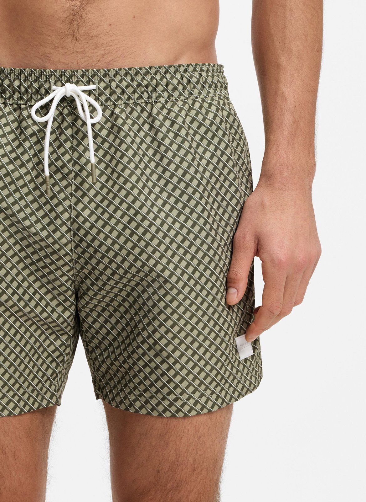 Short de bain imprimé BOSS Kaki