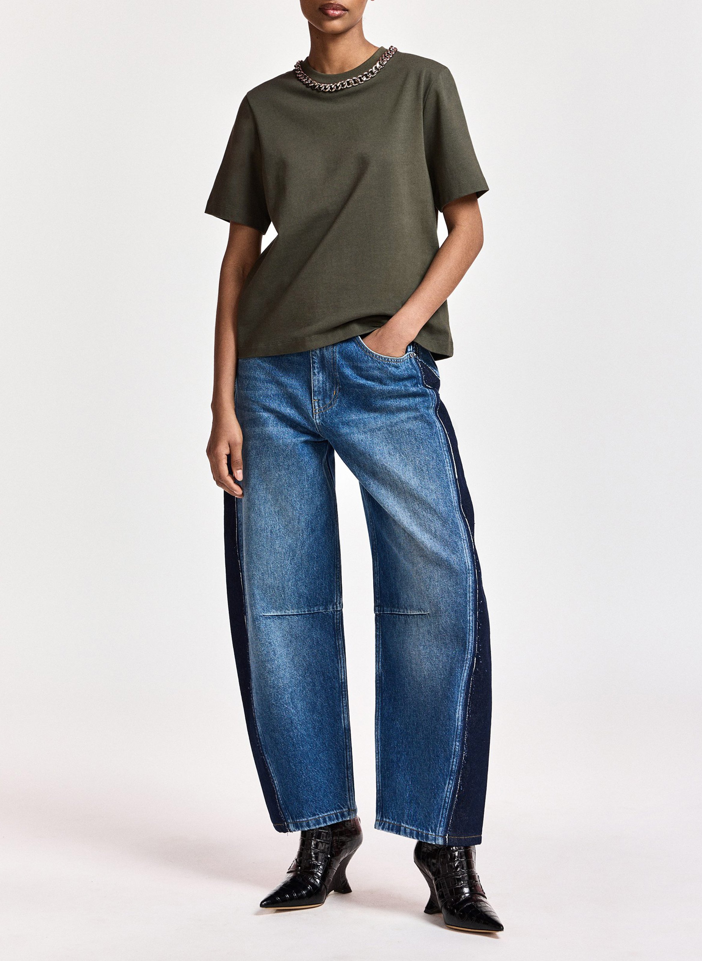 T-shirt ample avec collier en chaîne en coton bio klaim ESSENTIEL ANTWERP Vert