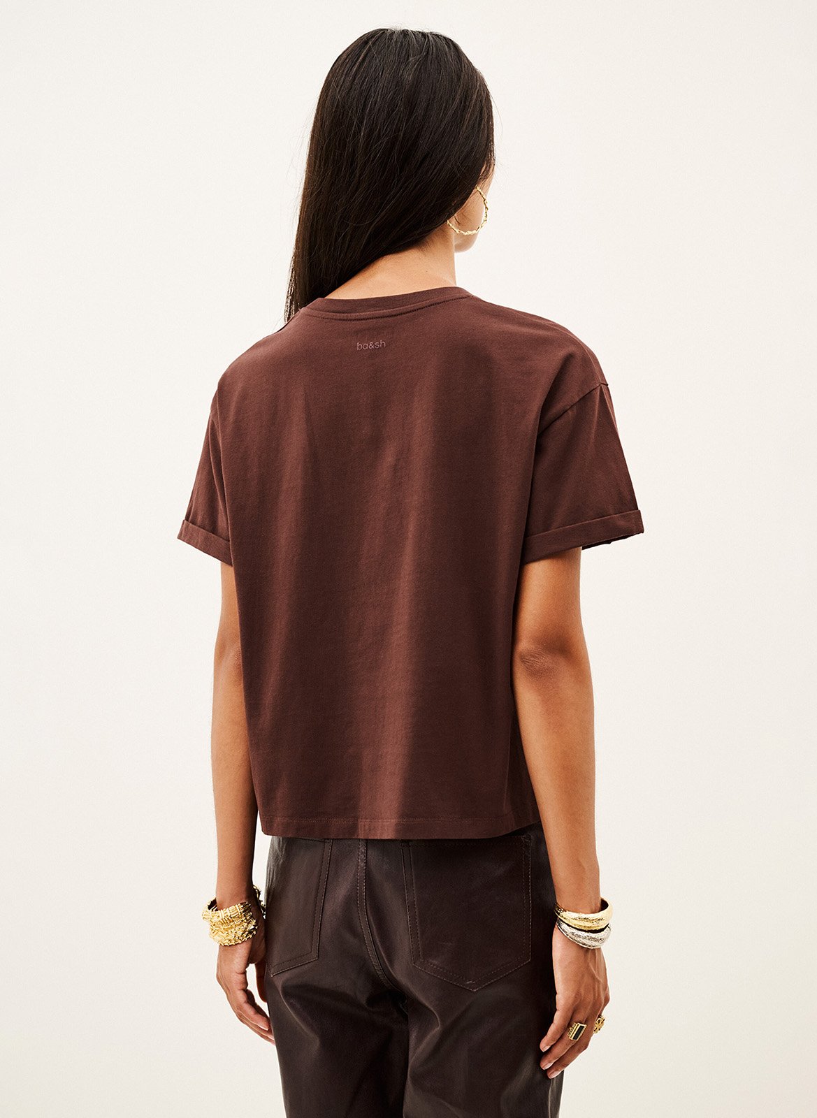 T-shirt met korte mouwen van katoen rosé. BA&SH Rood