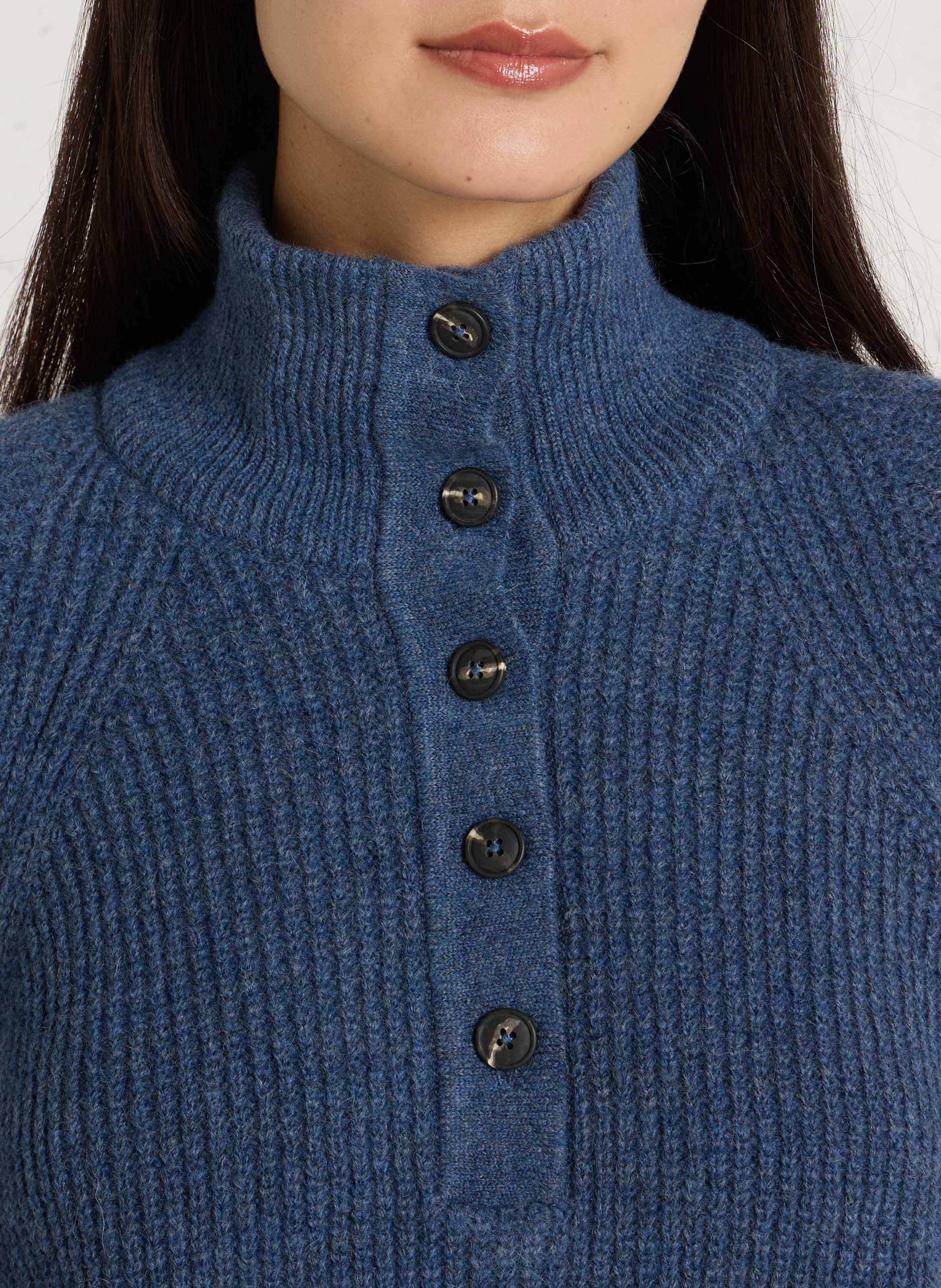 Trui met opstaande kraag van gemengde wol ARMOR-LUX Blauw