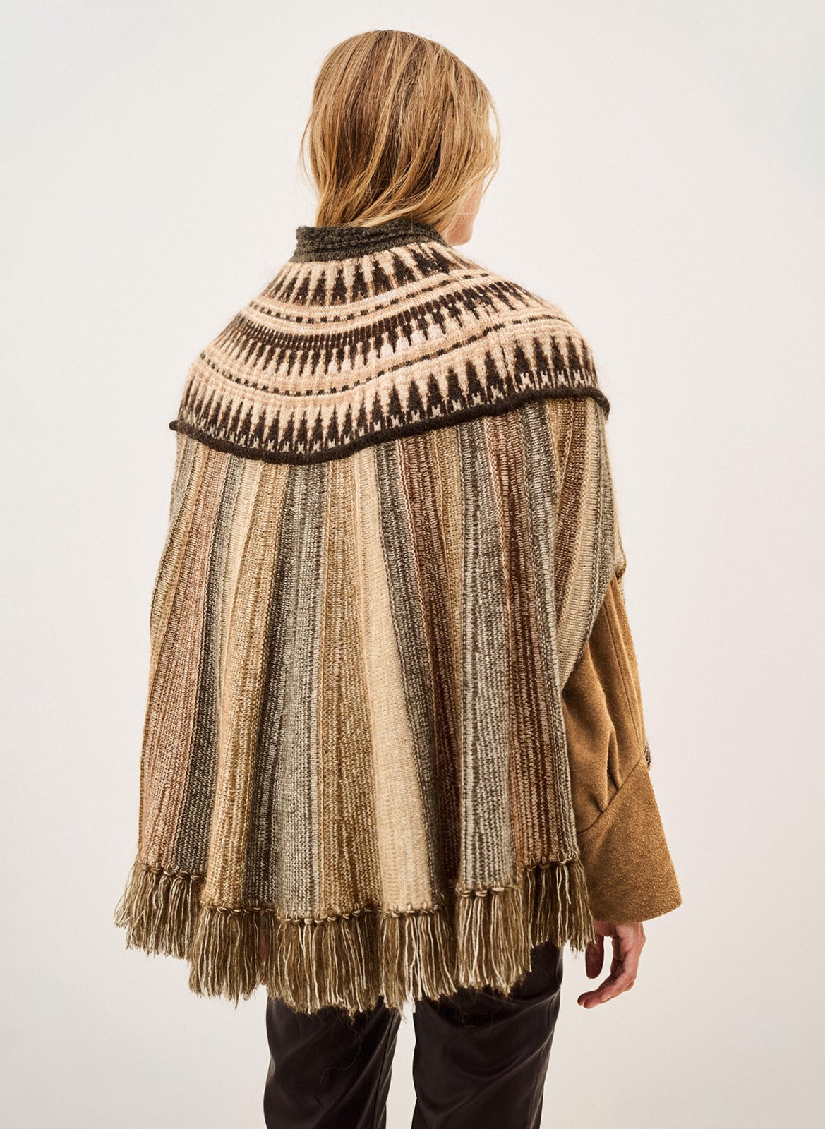Poncho ample en laine mélangée prato BA&SH Marron