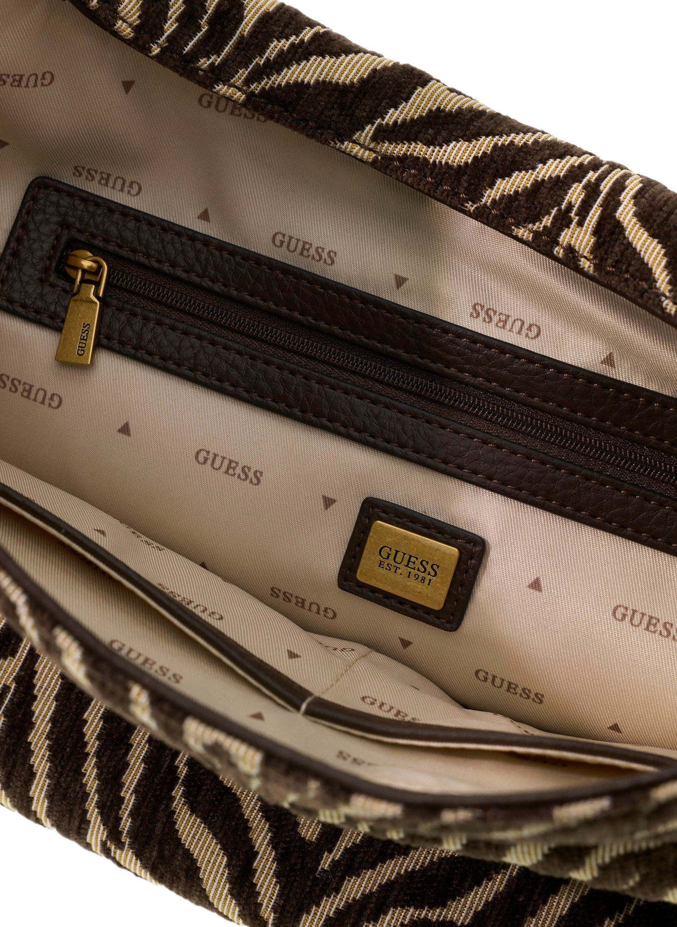 Tasche im Baguette-Stil mit Muster GUESS Braun