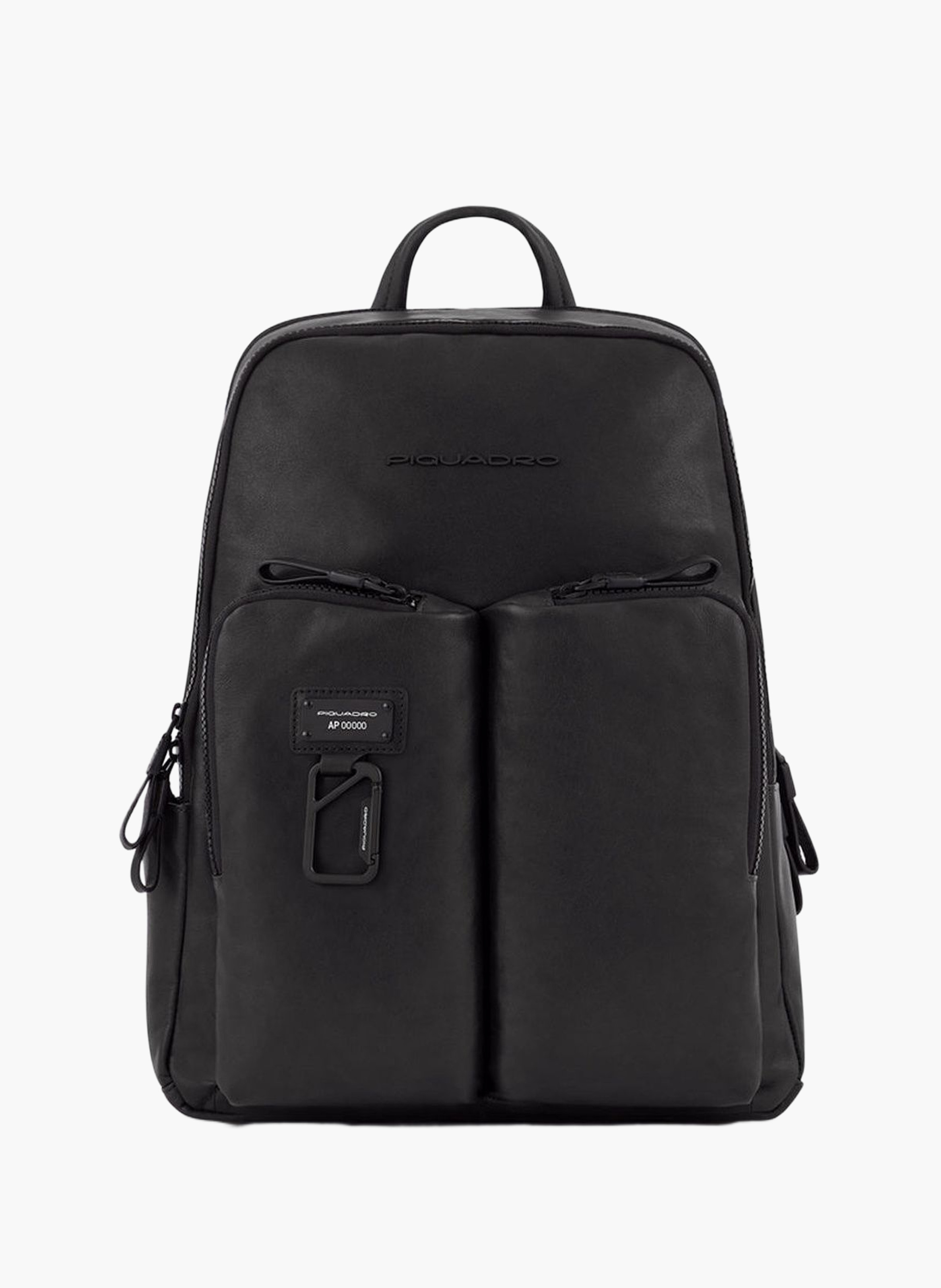 Leather 14" laptop backpack with trolley pocket PIQUADRO Black