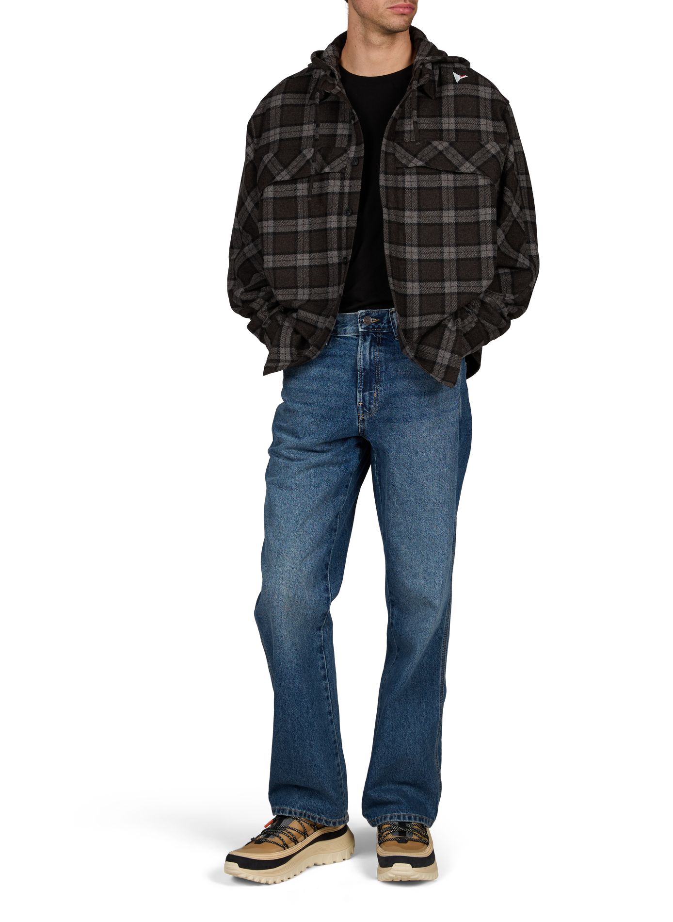 Logg straight-fit checked shirt with a classic collar and hood ROA Grey