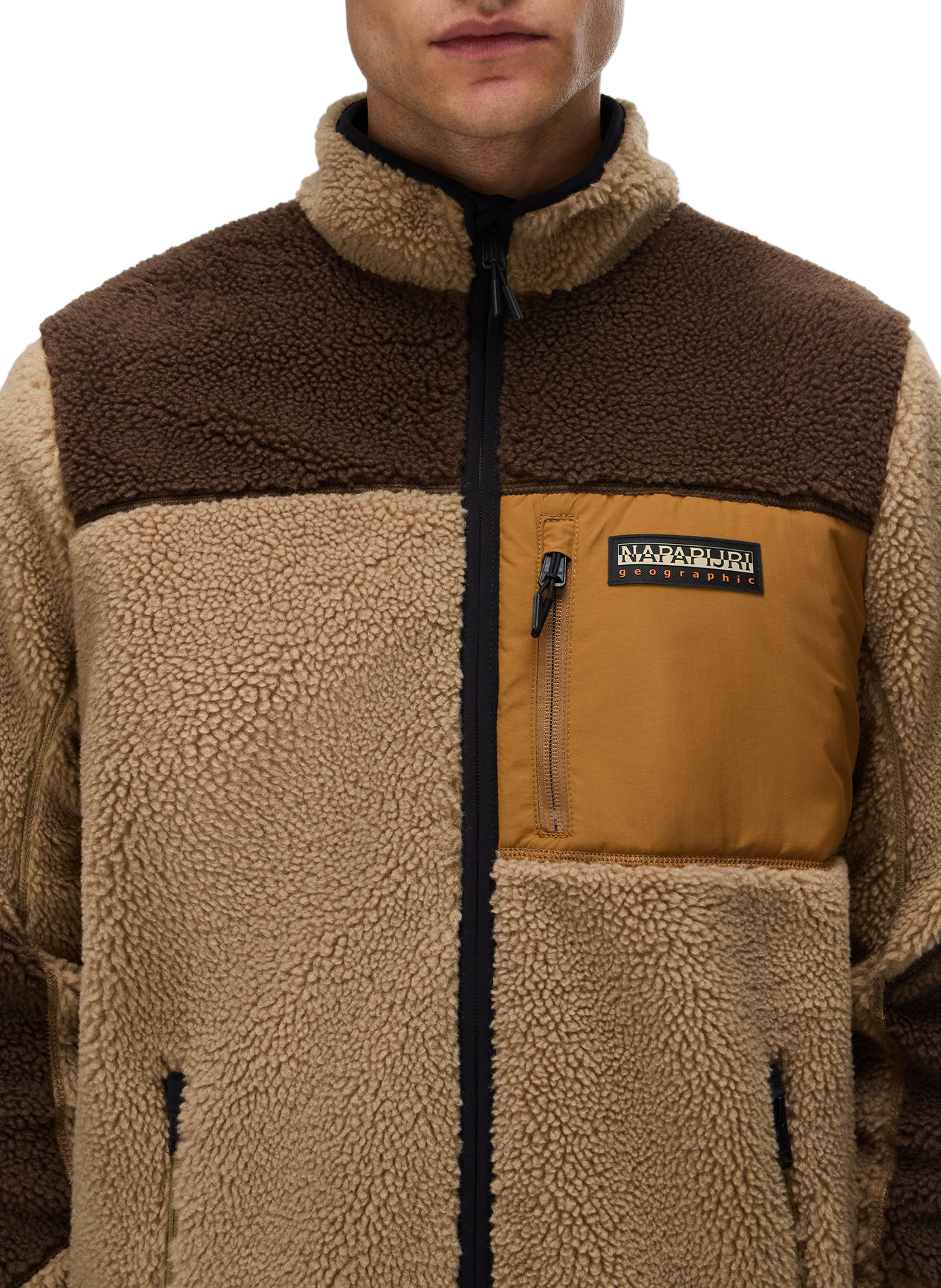 Gerade geschnittene Sherpa-Fleecejacke mit Stehkragen NAPAPIJRI Mehrfarbig