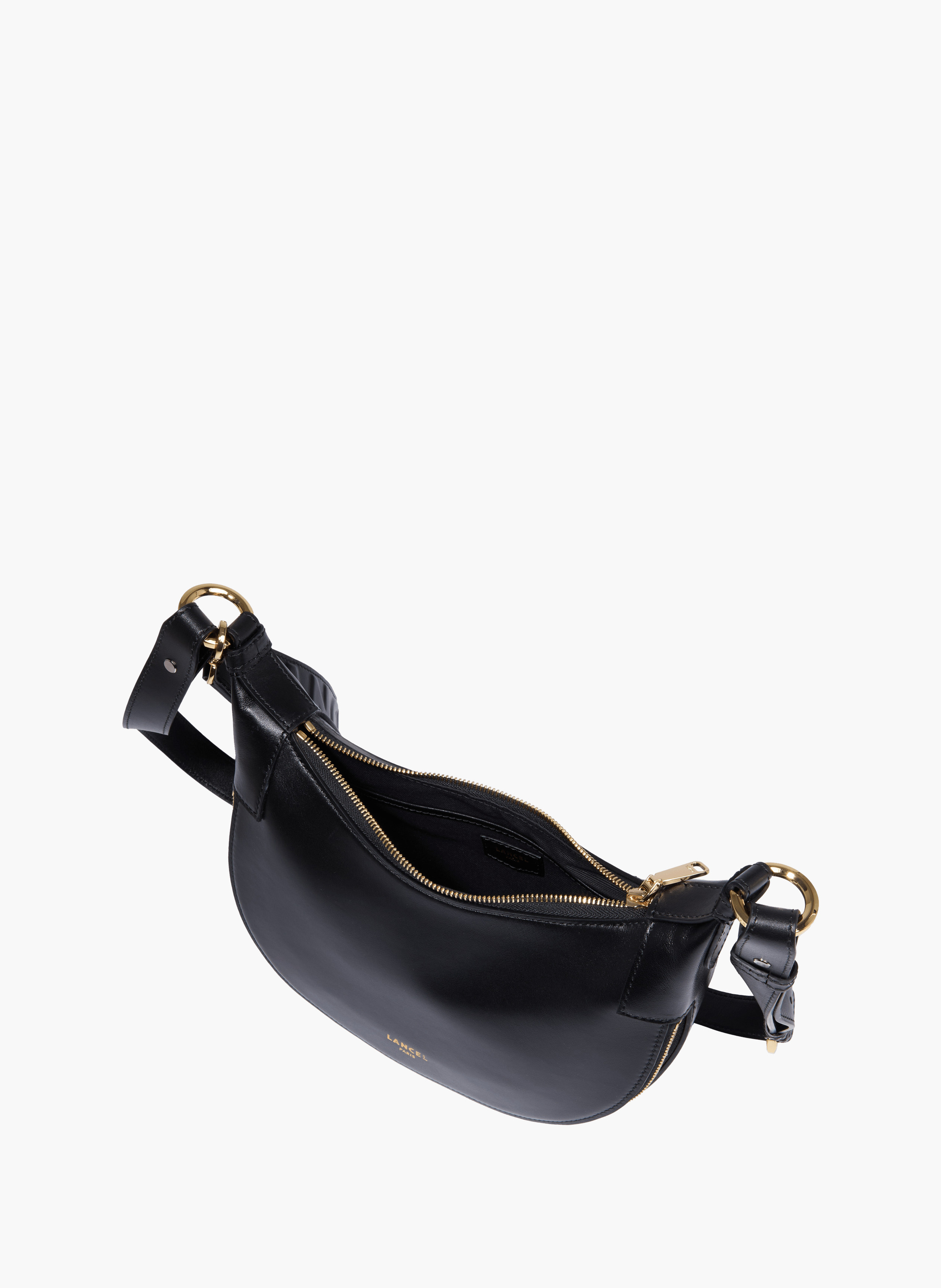 Sac hobo zippé s origami de lancel en cuir LANCEL Noir