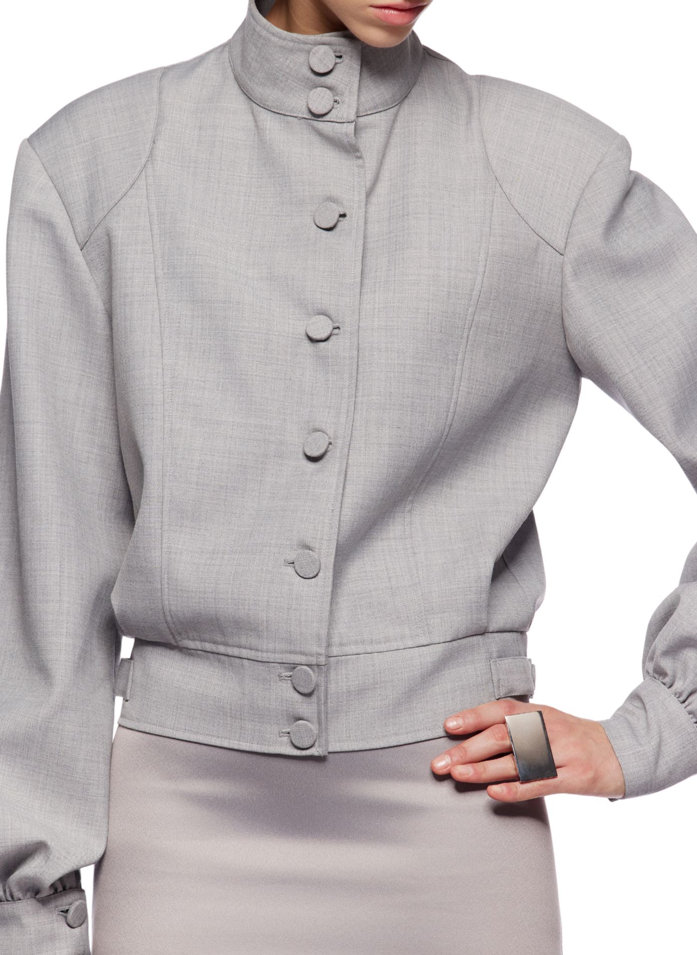 Veste droite boutonnée à col montant  FANCI CLUB Gris