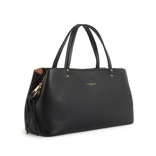 Lancaster Foulonne Double Leather Tote Bag In Black