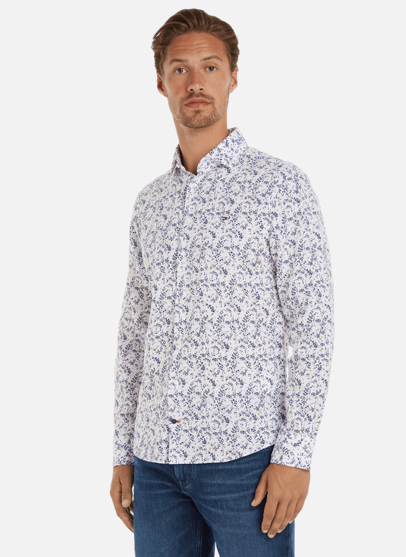 TOMMY HILFIGER Cotton and linen printed shirt White