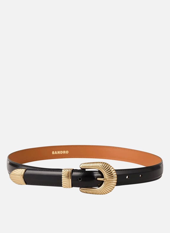 Ceinture en cuir Noir by SANDRO SANDRO Ceinture en cuir Noir