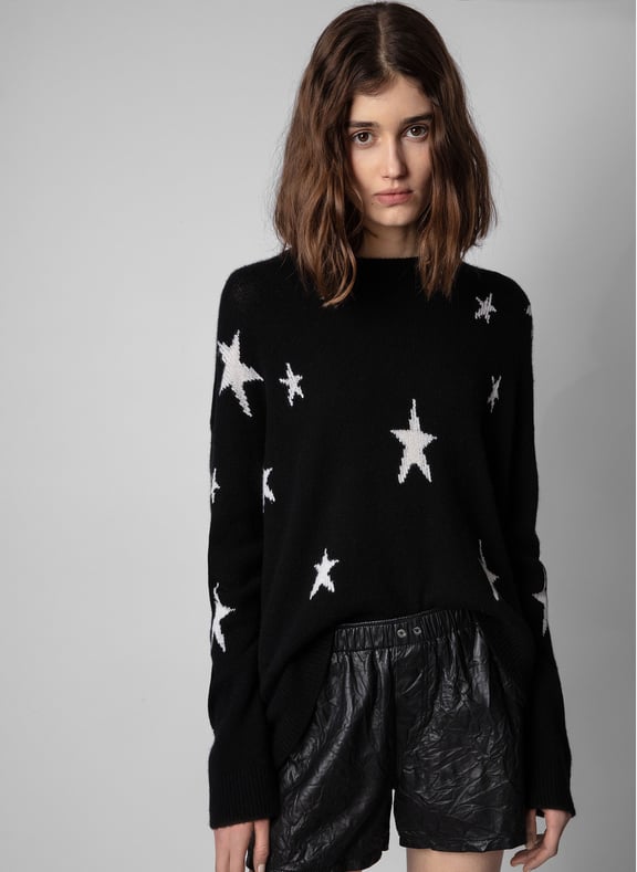 Pull col rond motif étoiles en cachemire markus Noir by ZADIG&VOLTAIRE ZADIG&VOLTAIRE Pull col rond motif étoiles en cachemire markus Noir
