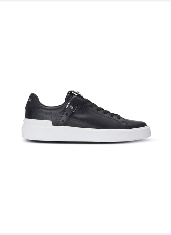 Baskets b-court b-buzz en cuir de veau embossé Noir by BALMAIN BALMAIN Baskets b-court b-buzz en cuir de veau embossé Noir