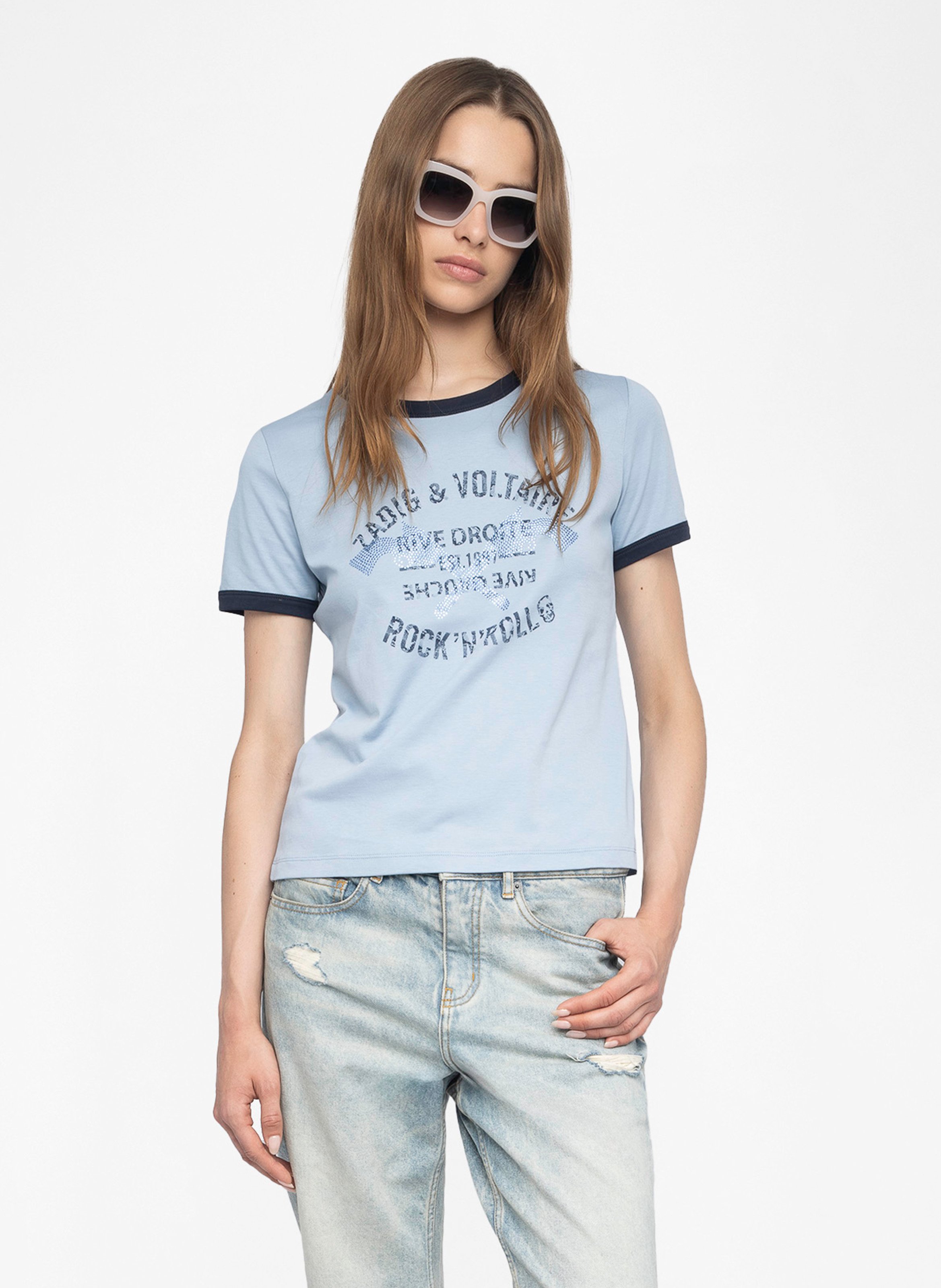 T-shirt manches courtes contrasté woos ZADIG&VOLTAIRE Bleu