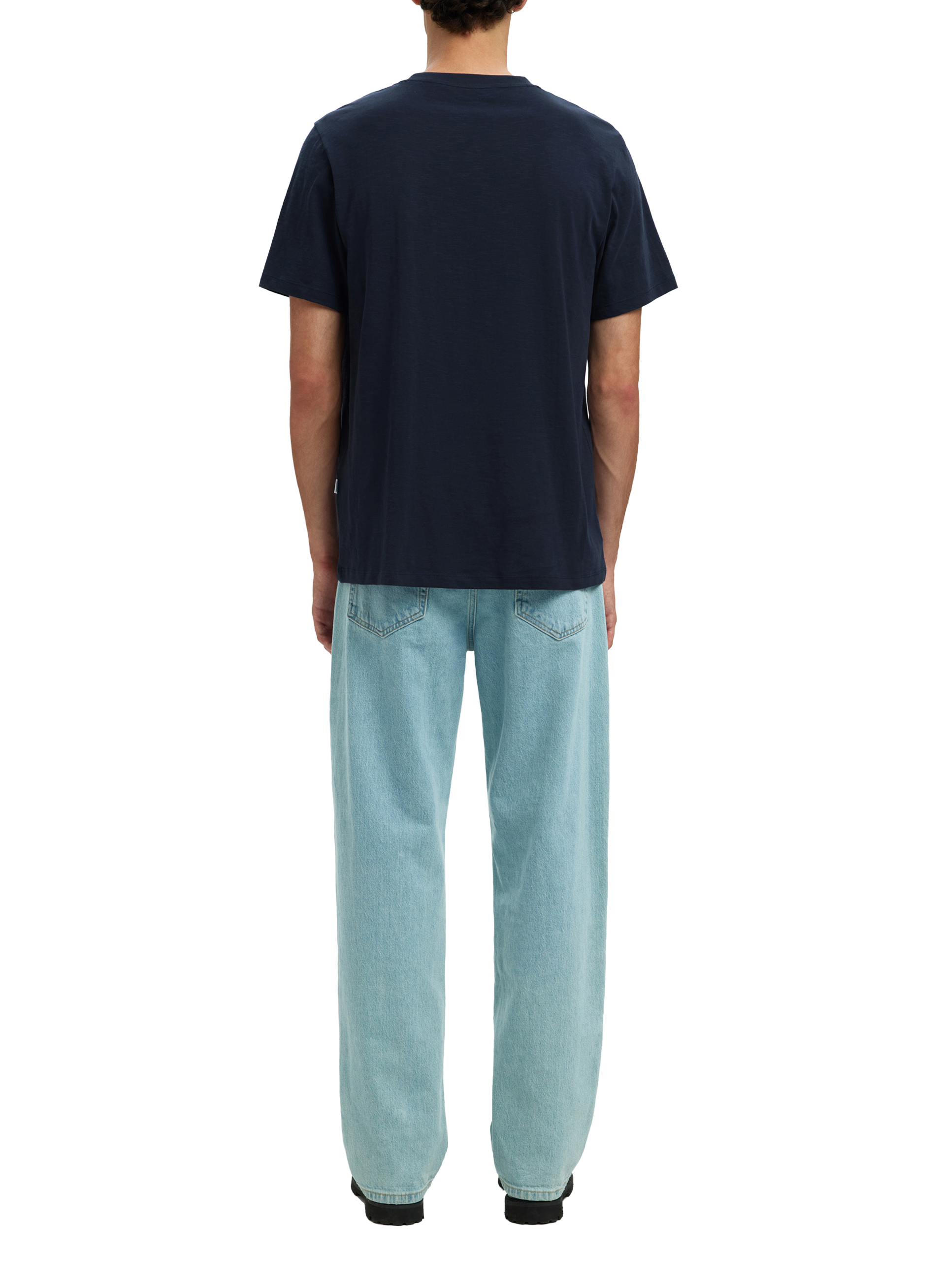 Straight-fit cotton T-shirt SELECTED Blue