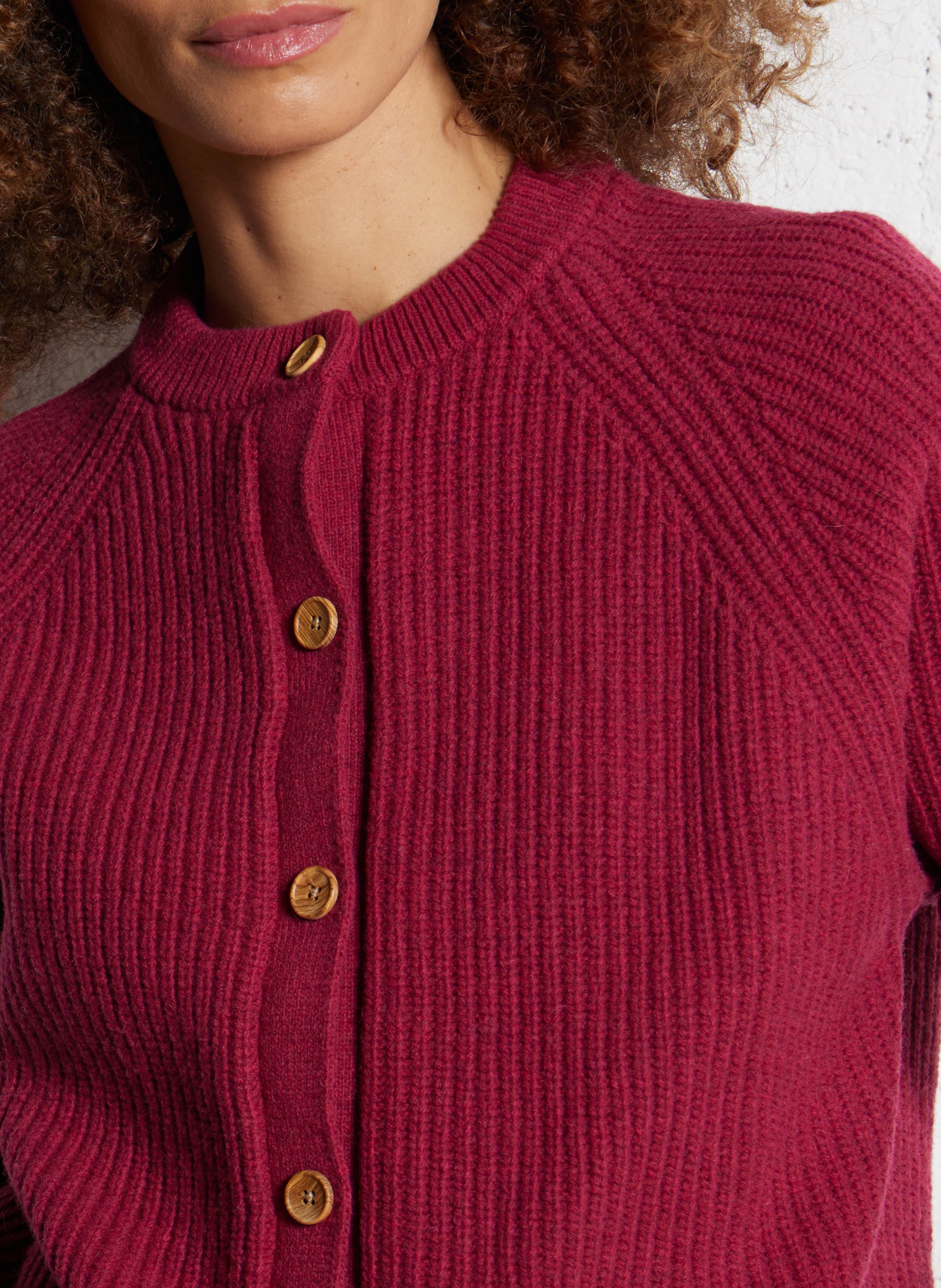 Cardigan boutonné en maille côtelée ARMOR-LUX Rouge