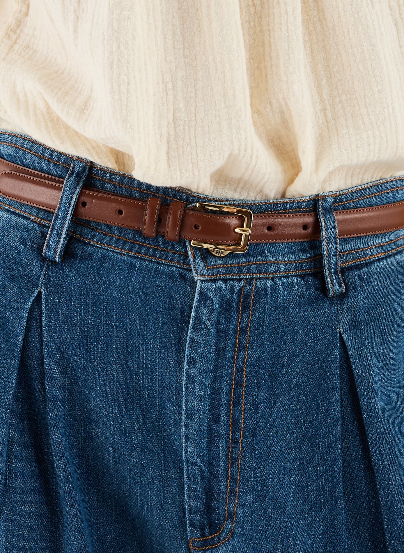 Ceinture fine en cuir SAISON 1865 Marron