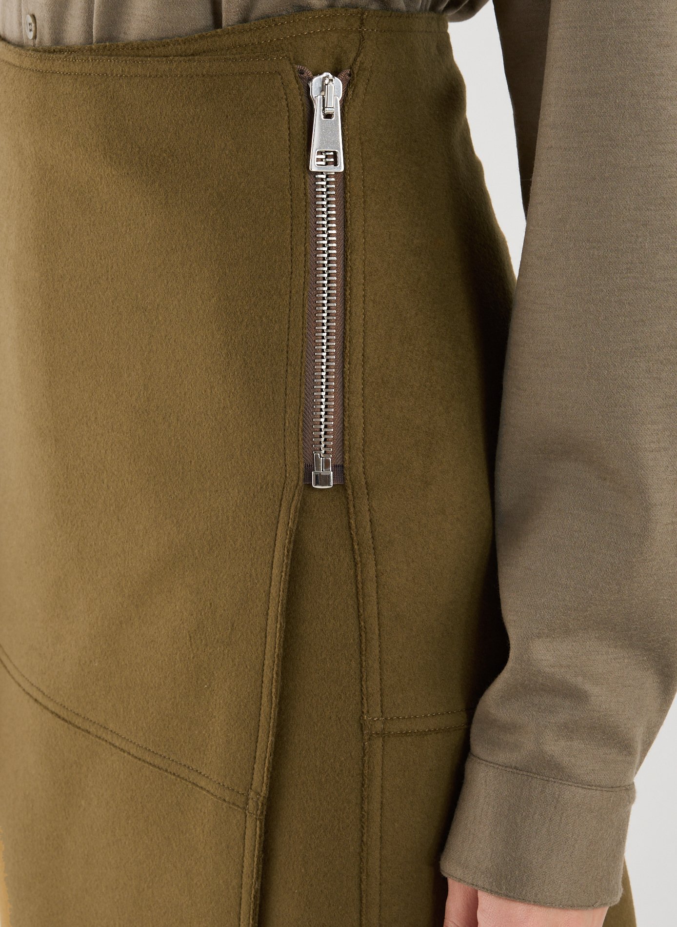 Zippered wool blend skirt TELA Green