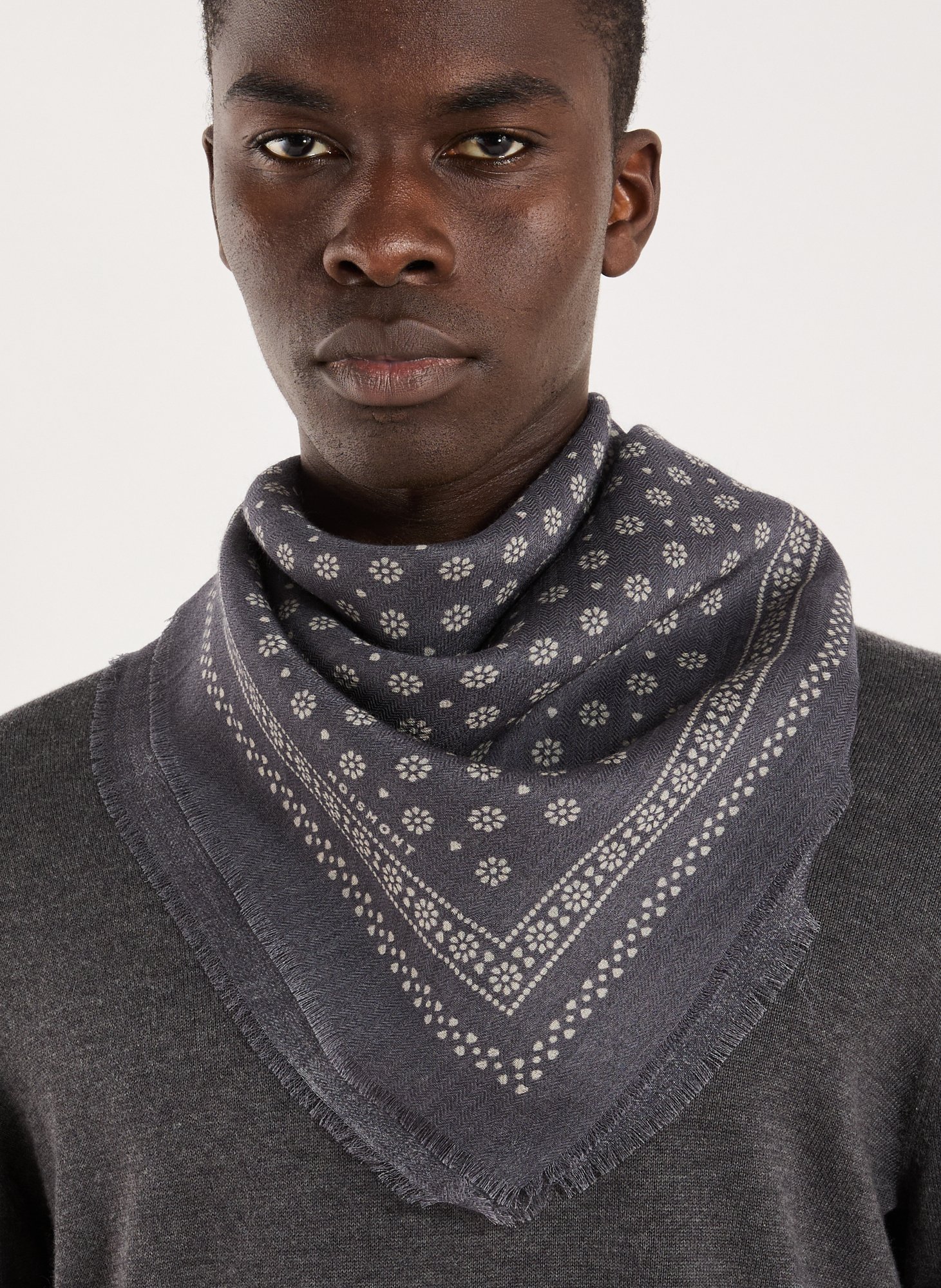 Printed wool scarf Blue