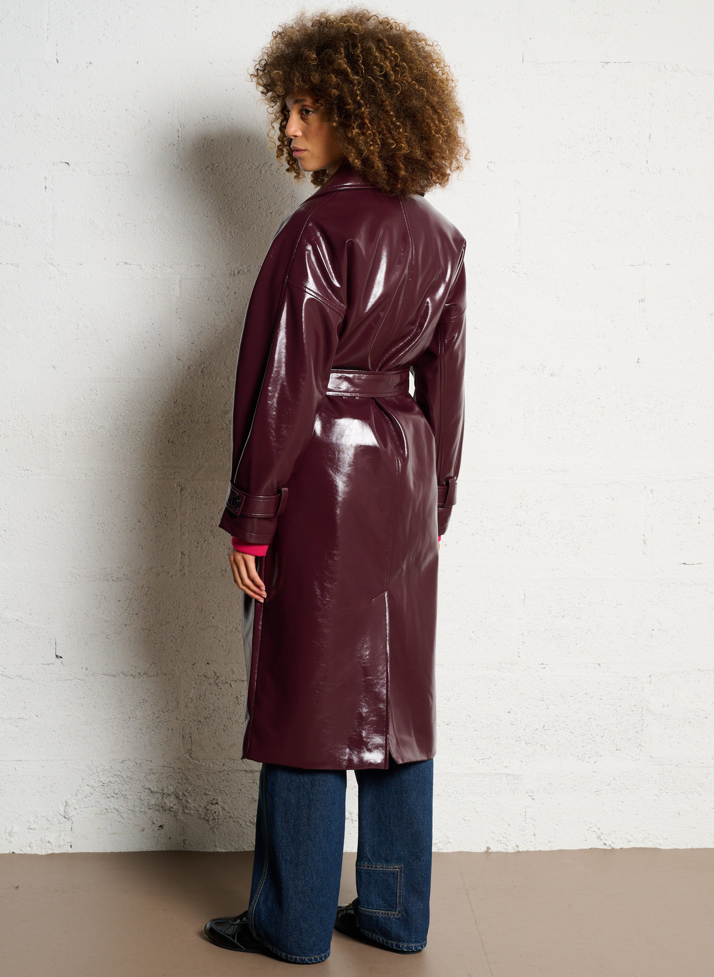 Trench droit col tailleur effet vinyle IKKS Violet