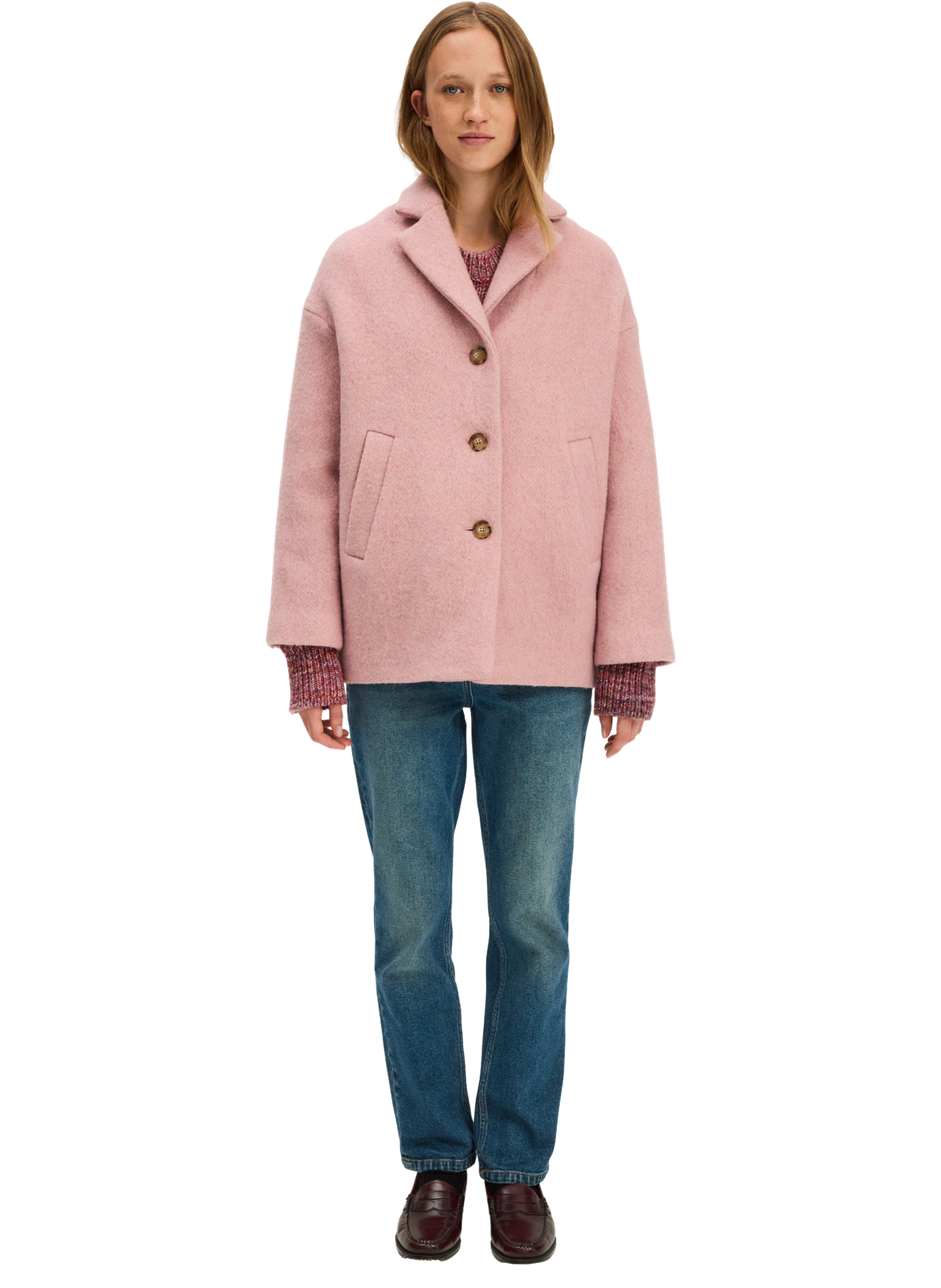Manteau court en laine -  maude PABLO Rose