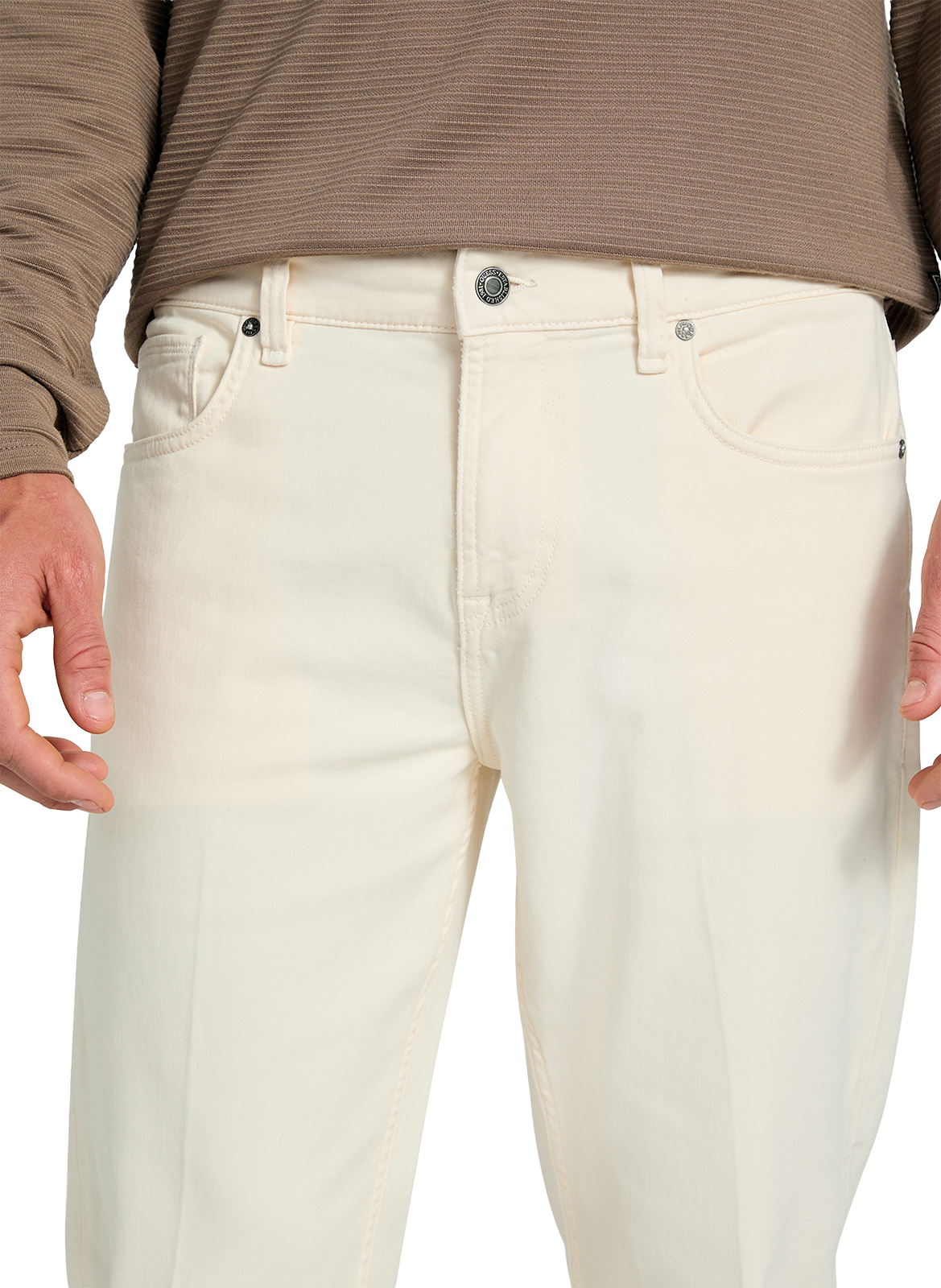 Pantalon coupe droite en coton mélangé GUESS Beige