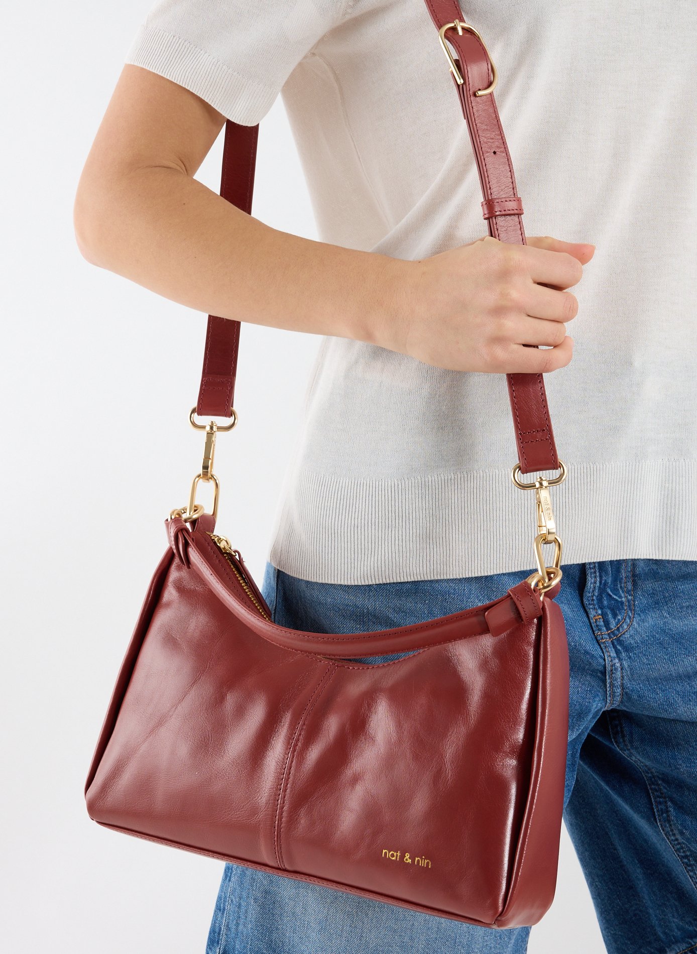 Sac métallisé Rejina en cuir NAT &amp; NIN Rouge