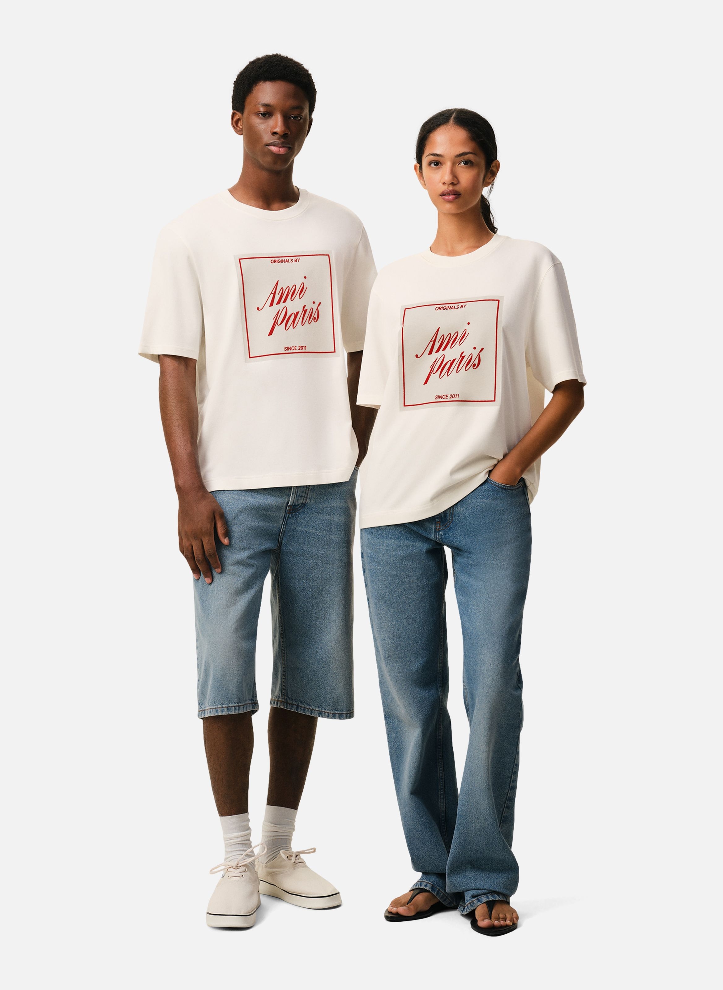 T-shirt imprimé ami paris héritage unisexe en coton AMI PARIS Blanc